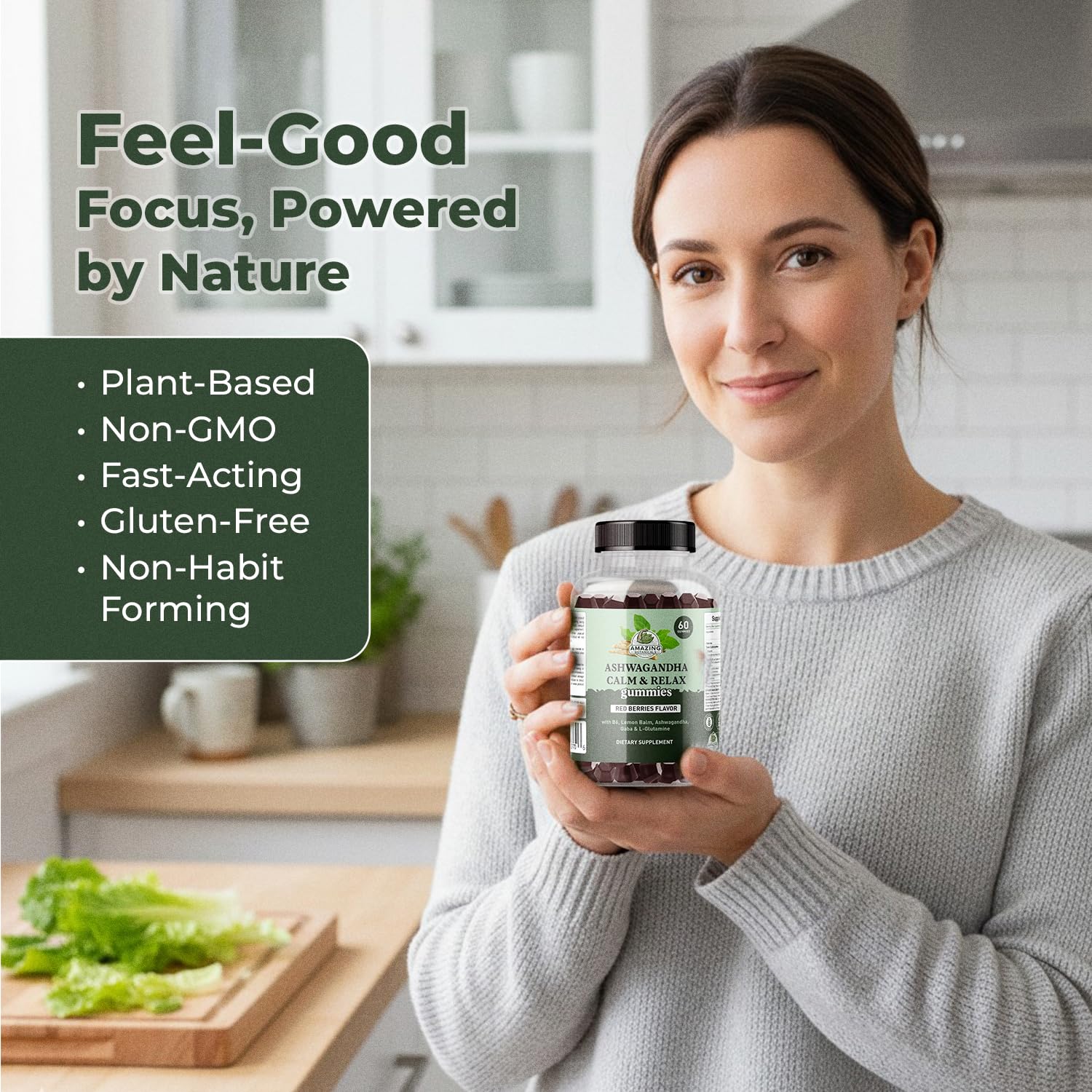 Ashwagandha Calm & Relax Gummies with Vitamin B6, Lemon Balm, GABA & L-Glutamine – 60 Gummies – Red Berries Flavor – Improve Sleep, Stress Relief & Mood – Vegan, Gluten-Free, Non-GMO Amazing Botanicals buy supplements canada