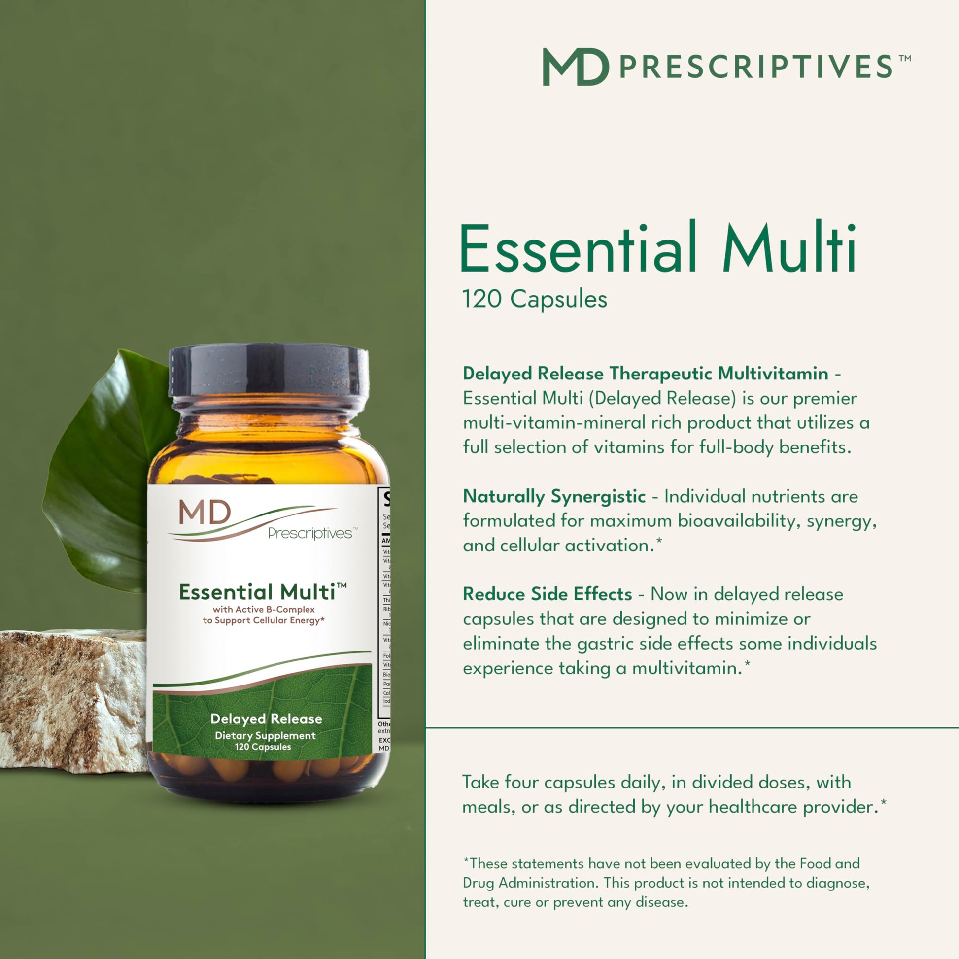 MD Prescriptives - Essential Multi (Delayed Release) - Multivitamin Mineral Complex Supplement for Enhanced Hormone Support - 120 Capsules MD Prescriptives buy supplements canada