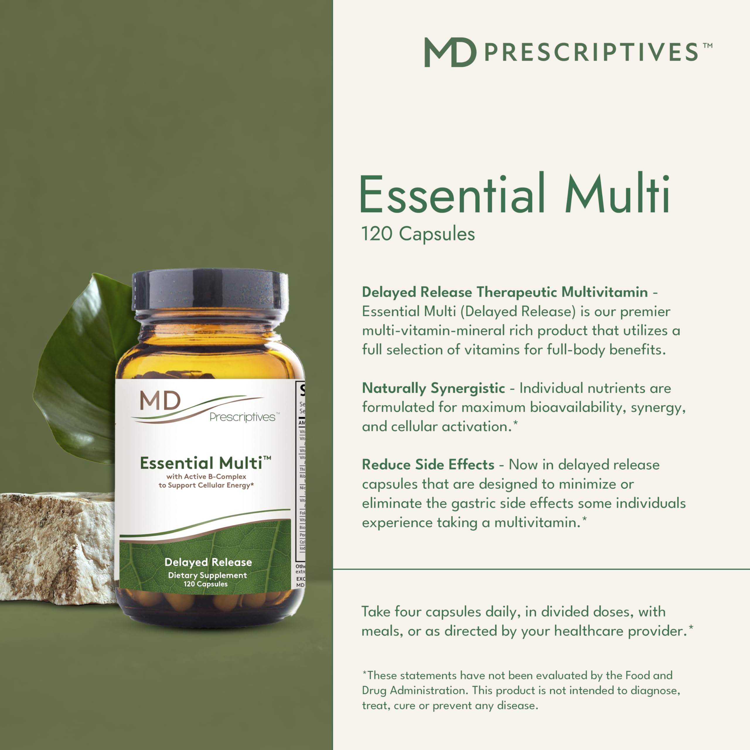 MD Prescriptives - Essential Multi (Delayed Release) - Multivitamin Mineral Complex Supplement for Enhanced Hormone Support - 120 Capsules MD Prescriptives buy supplements canada
