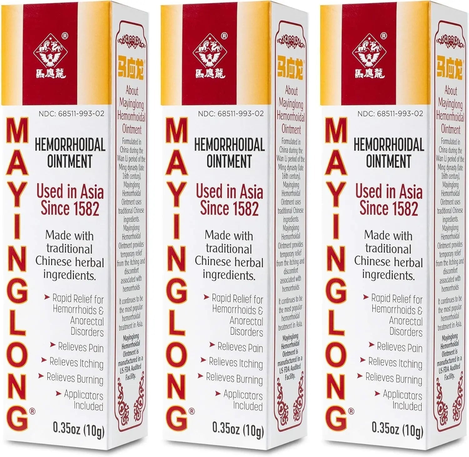 Mayinglong Musk Hemorrhoids Ointment (3 x 10g Tubes), 30g - Maximum Strength Formula for Hemorrhoidal Fast Relief, Soothes Itching, Burning & Discomfort - Fast-Acting Treatment to Shrink Swelling Mayinglong buy supplements canada