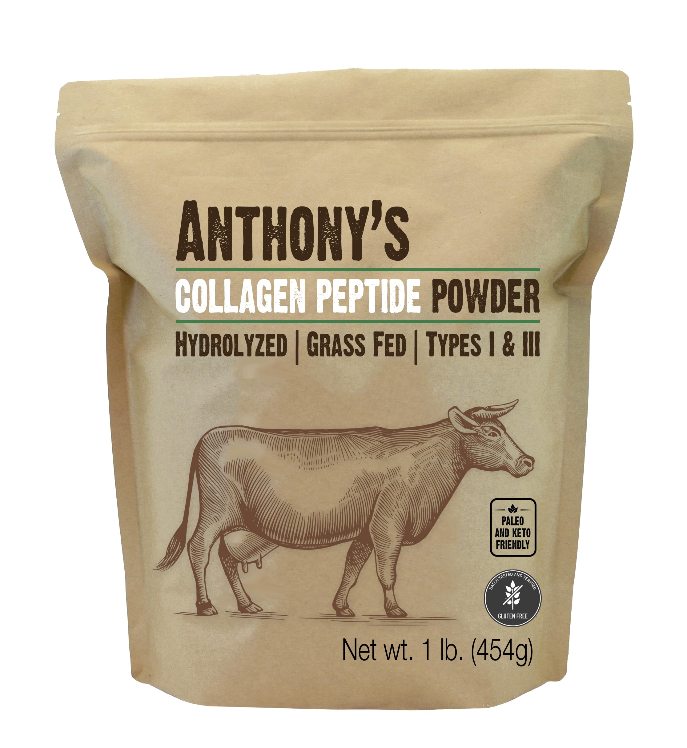 Anthony's Collagen Peptide Powder, 1 lb, Pure Hydrolyzed, Gluten Free, Keto and Paleo Friendly, Grass Fed Anthony's buy supplements canada