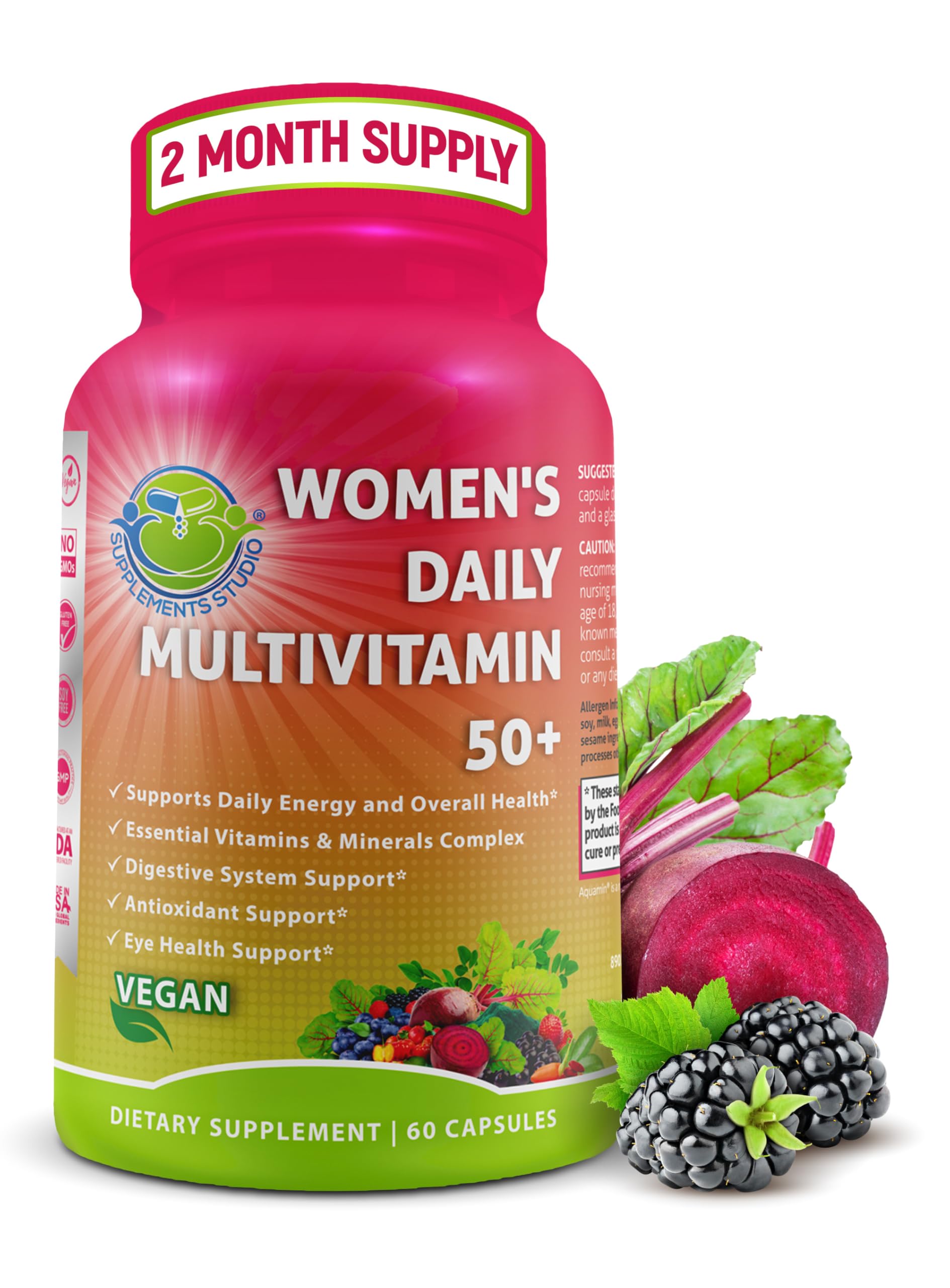 Women's Daily Multivitamin 50 Plus - Vegan Methylated Multivitamin for Women 50 and Over with Biotin, Organic Superfoods & Lutein SUPPLEMENTS STUDIO buy supplements canada