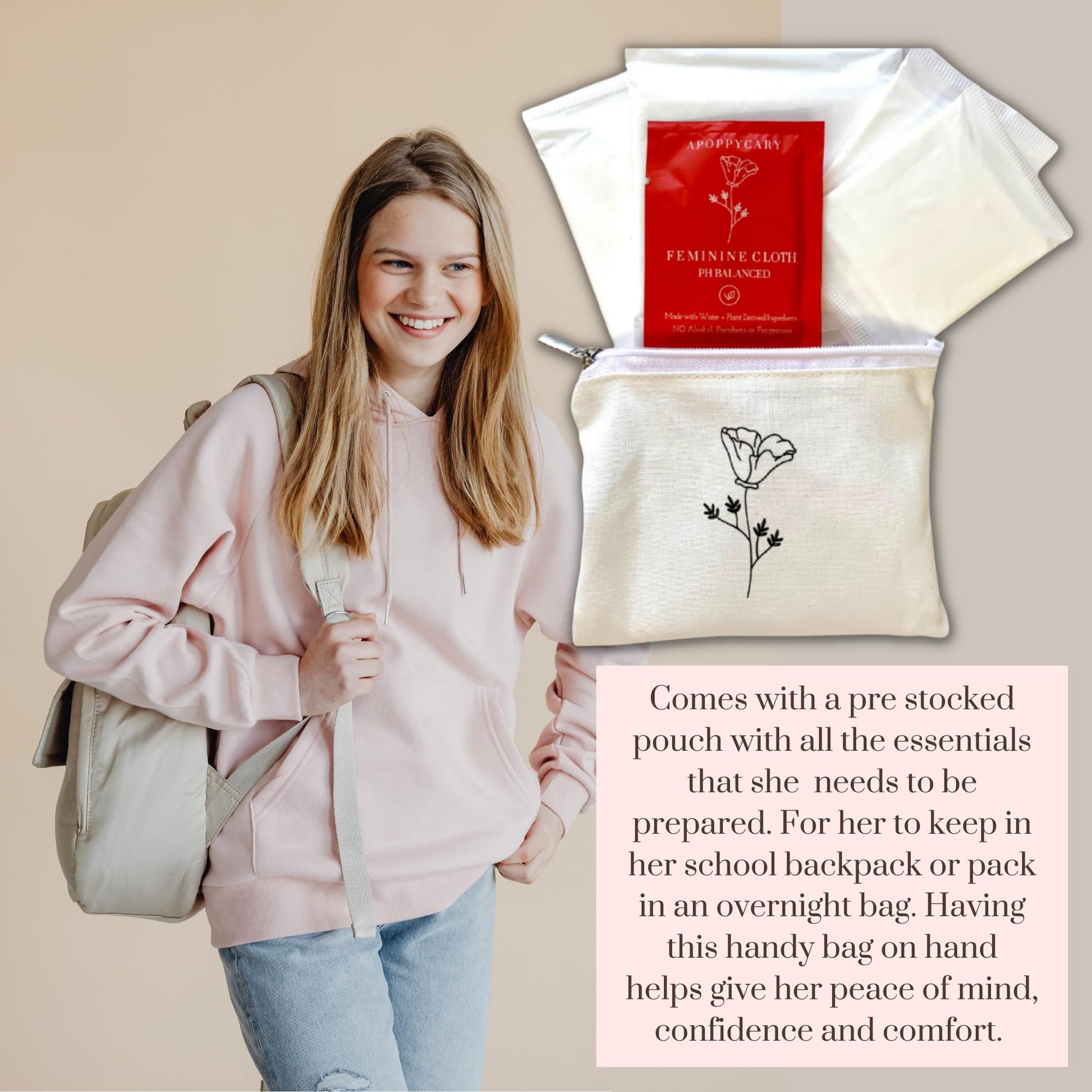 Organic 77 PC Period Kit Moon Box for Teens and Tweens - Organic Cotton Top Sheet Feminine Pads APOPPYCARY buy supplements canada