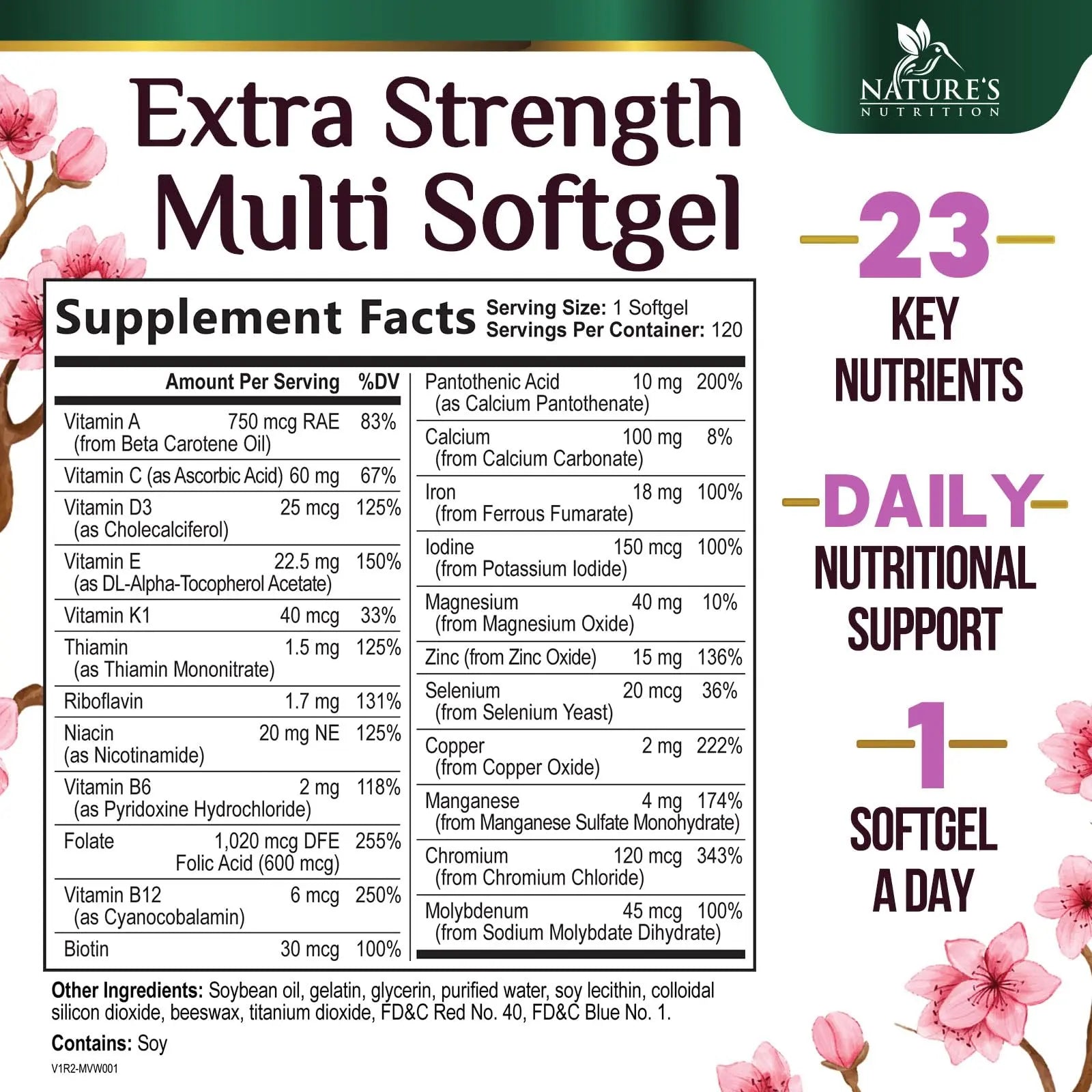 Multivitamin for Women - Complete Daily Womens Multivitamins with Calcium, Folic Acid, Vitamin A, C, D, E, & B Vitamins Nature's Nutrition buy supplements canada