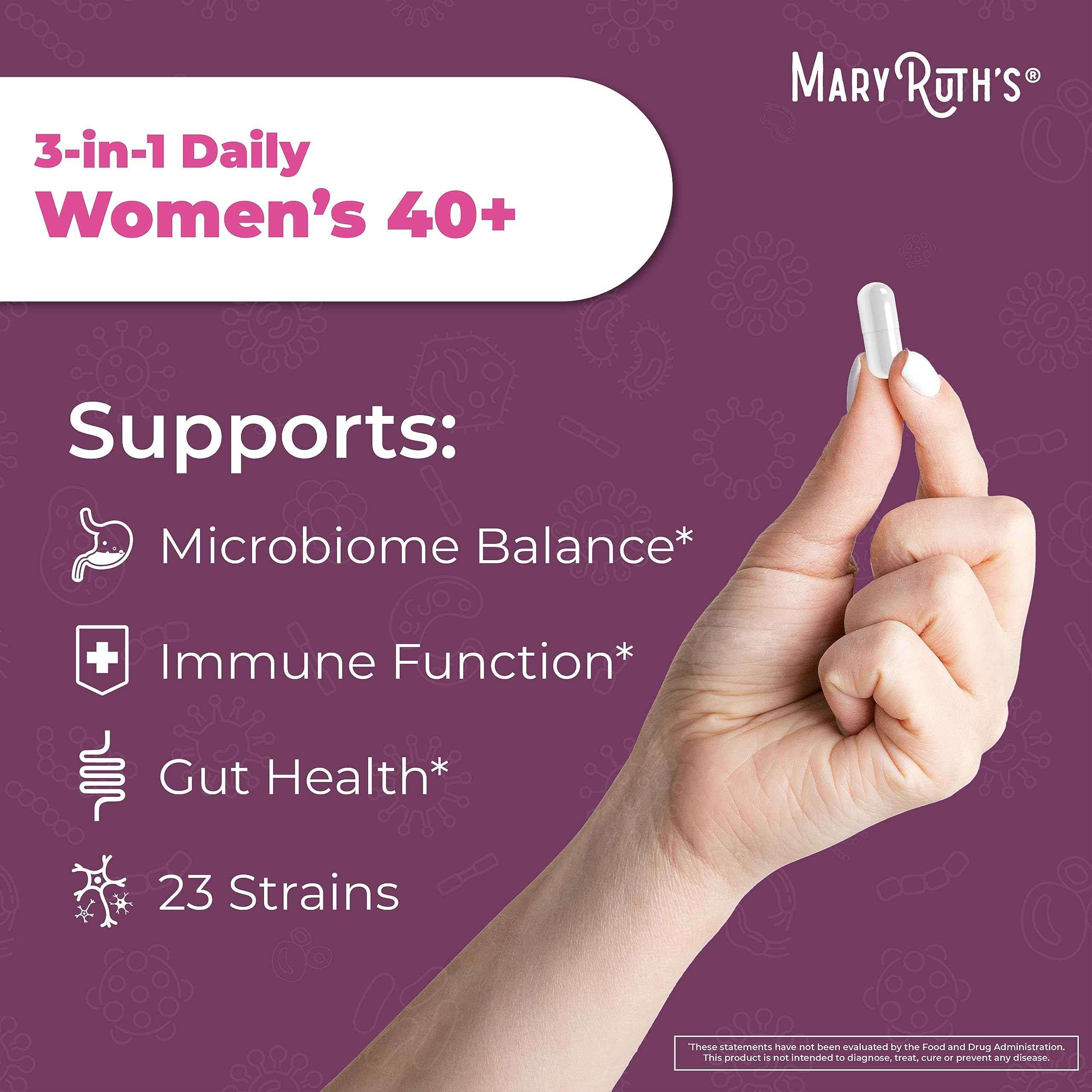 MaryRuth's 3-in-1 Daily Health 40+ Probiotics for Women | Hormonal & Menopause Support Supplement for Women | Gut Health Capsules | 50 Billion CFU | Allergen Free | 30 Ct MARYRUTH'S buy supplements canada