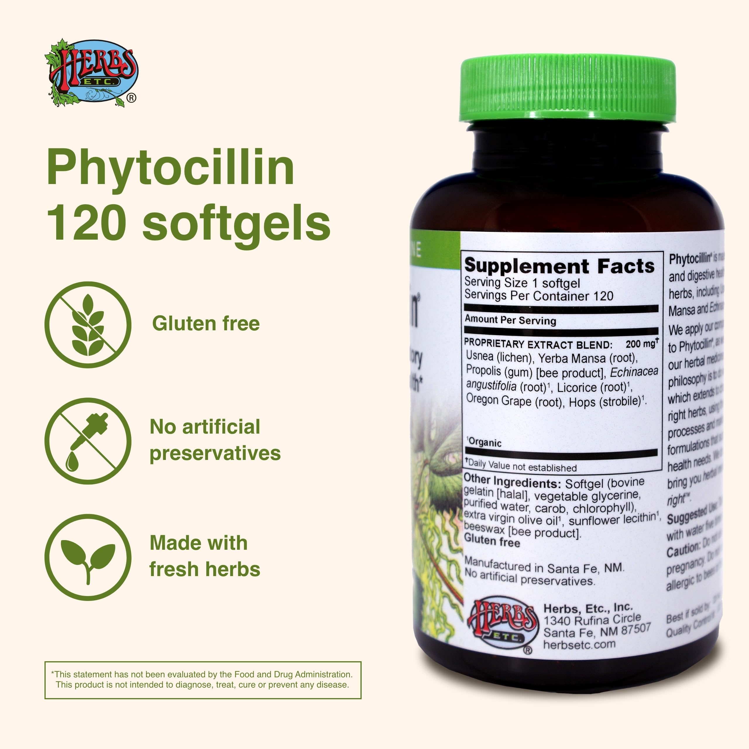 Herbs Etc. Phytocillin - Respiratory & Digestive Health Support Supplement - Herbal Formula to Support Digestion - Support Healthy Breathing - 120 Softgels (120 Servings) Herbs Etc. buy supplements canada