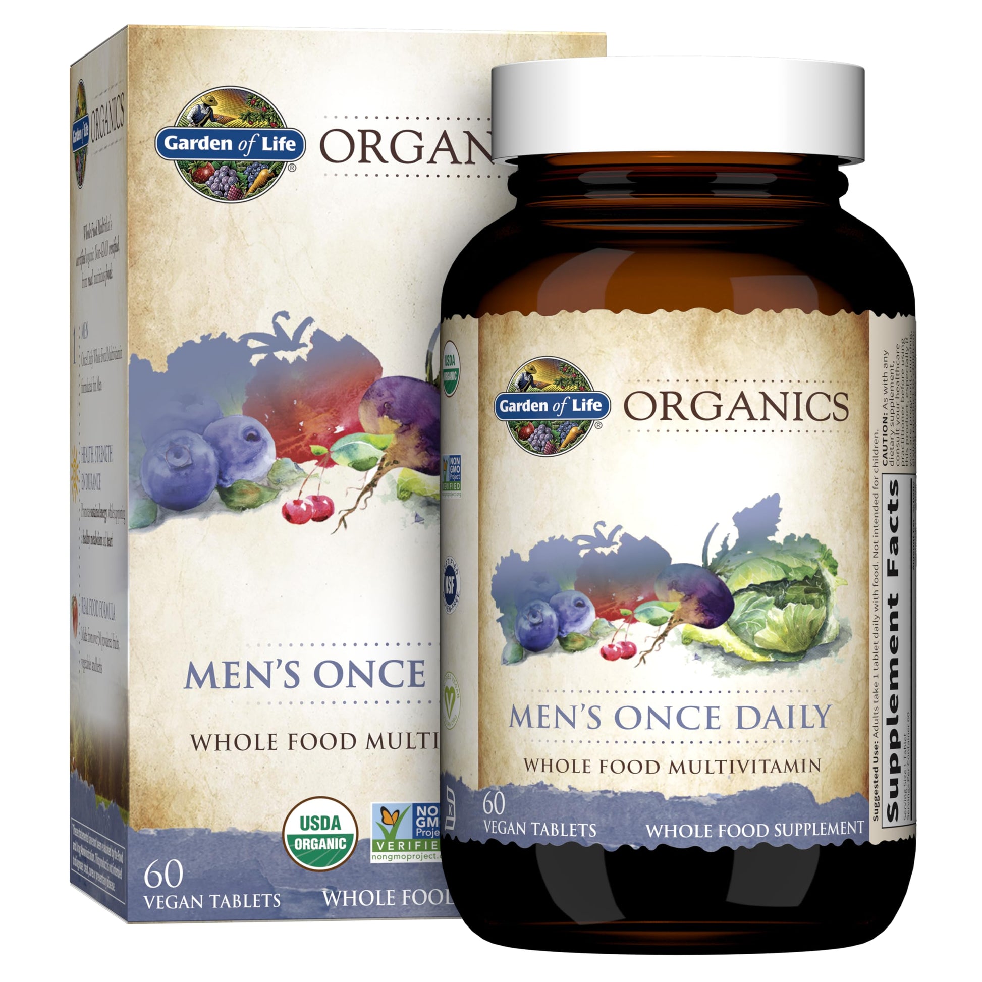 Garden of Life Once Daily Whole Food Multivitamin for Men, Organic Mens Vitamins & Minerals, Vitamin C, Zinc, Vegan, for Health & Well-Being, 60 Tablets Garden of Life buy supplements canada