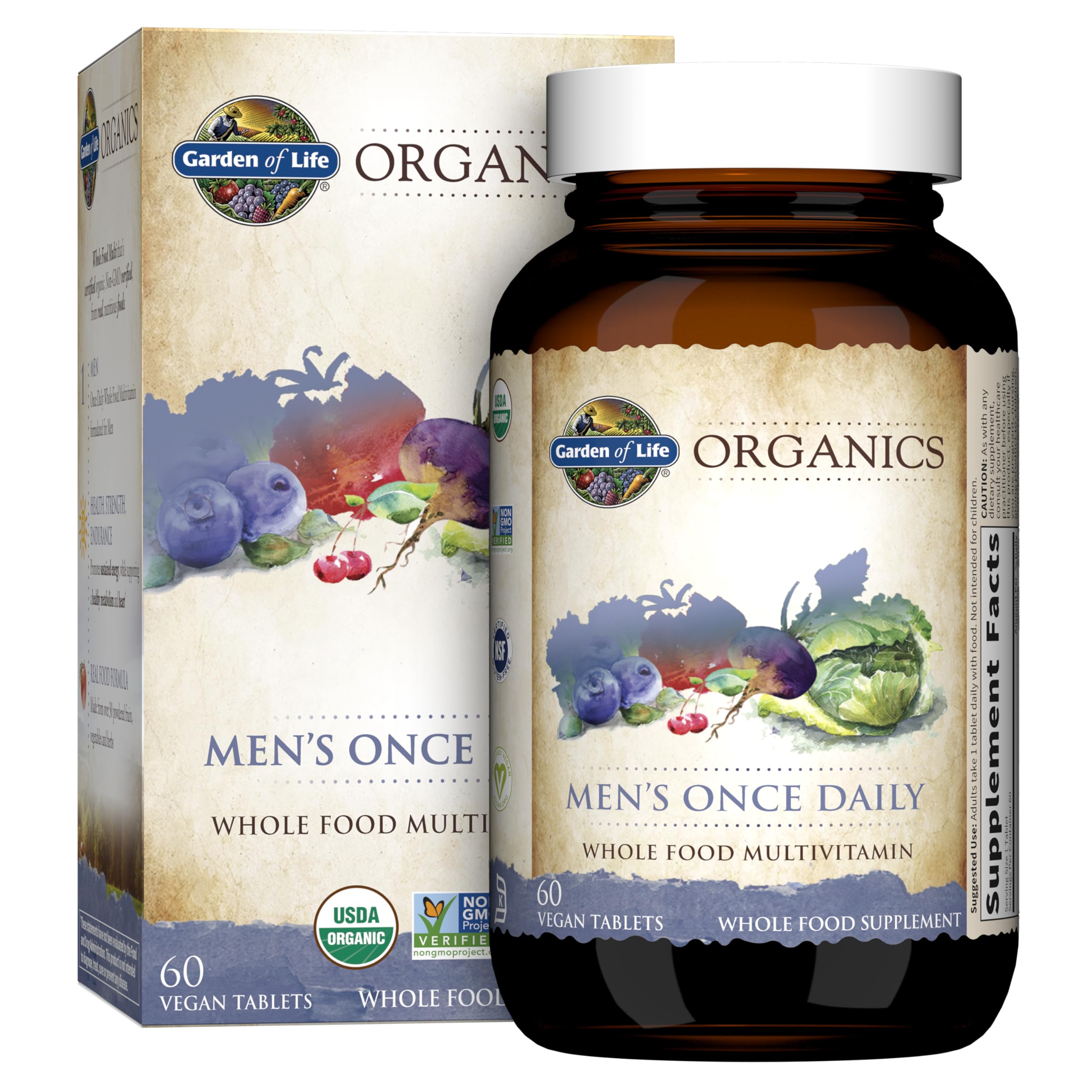 Garden of Life Once Daily Whole Food Multivitamin for Men, Organic Mens Vitamins & Minerals, Vitamin C, Zinc, Vegan, for Health & Well-Being, 60 Tablets Garden of Life buy supplements canada