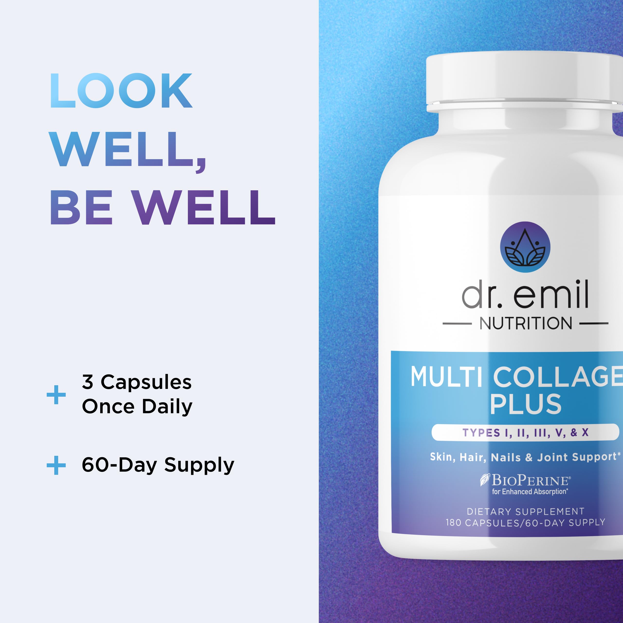 DR. EMIL NUTRITION Women's Multi Collagen Pills | Collagen Supplements to Support Hair, Skin, Nails, & Joints | Hydrolyzed Collagen Supplements Types DR. EMIL NUTRITION buy supplements canada