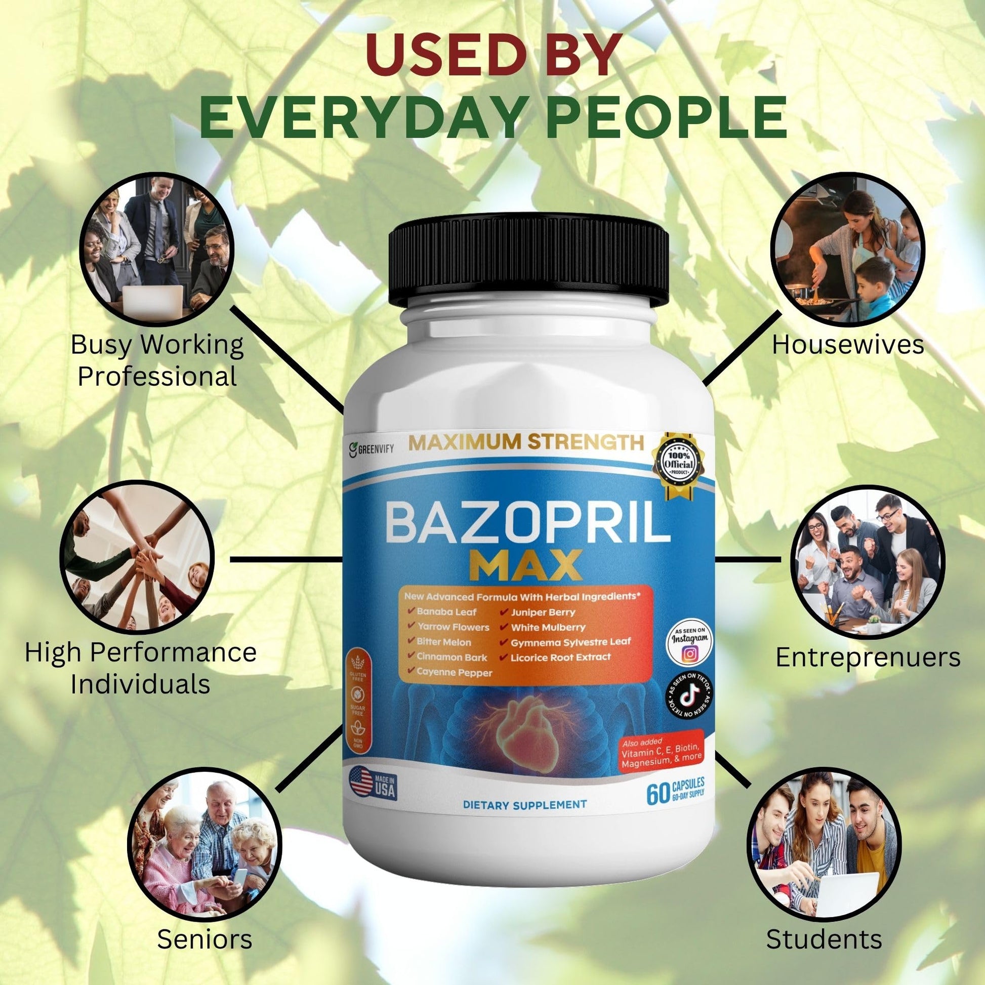 GREENVIFY Bazopril Max Maximum Strength Dietary Supplement, 60 Capsules, with Herbal Blend, Vitamins & Minerals (1) GREENVIFY buy supplements canada
