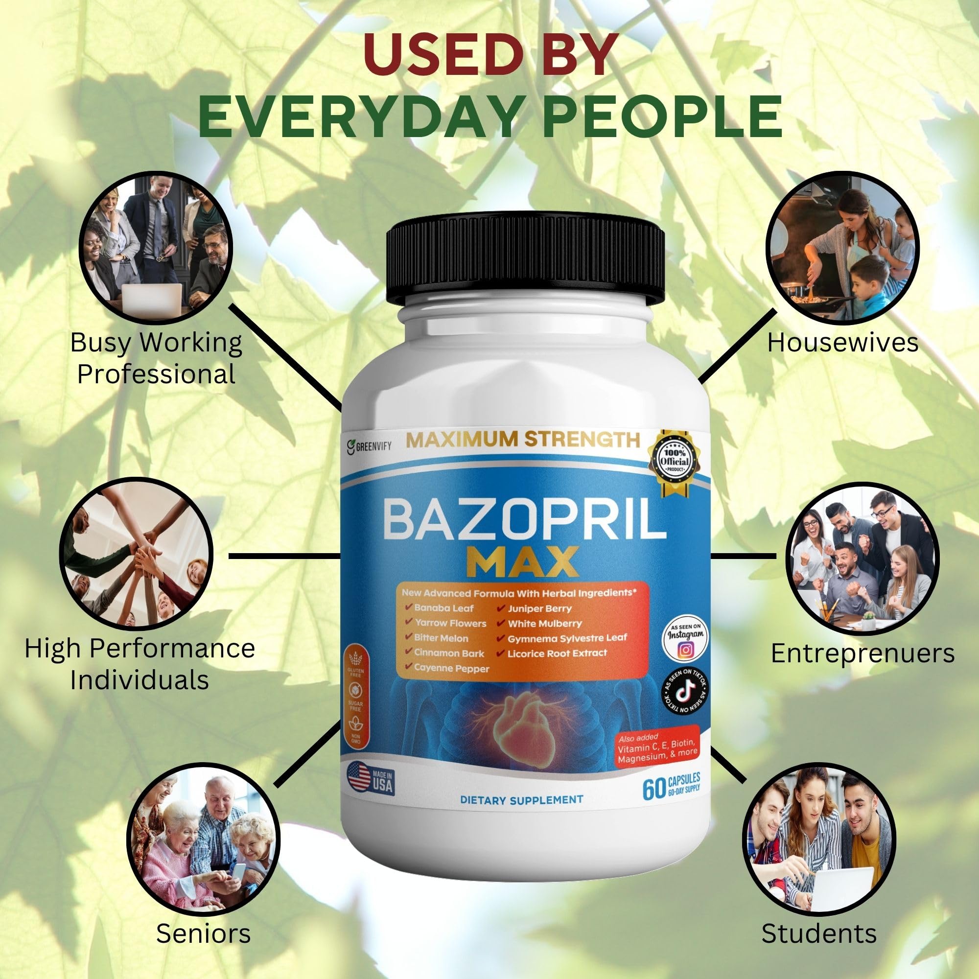 GREENVIFY Bazopril Max Maximum Strength Dietary Supplement, 60 Capsules, with Herbal Blend, Vitamins & Minerals (1) GREENVIFY buy supplements canada