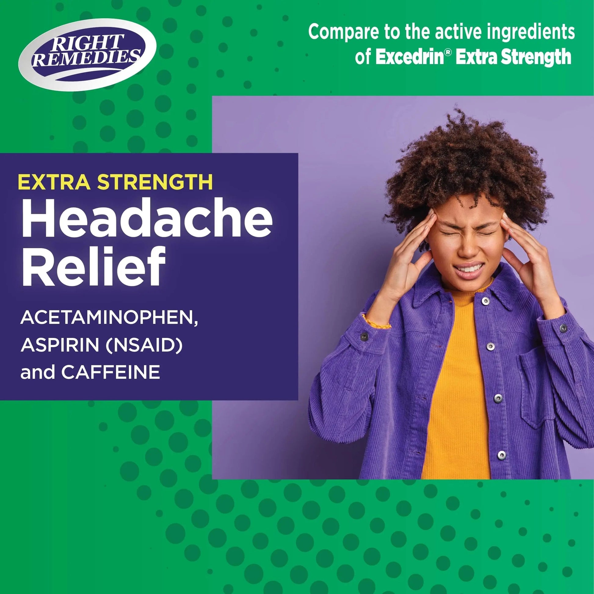 RIGHT REMEDIES Extra Strength Headache Relief with Acetaminophen, Aspirin (NSAID) & Caffeine, (300 caplets), Back & Body Pain Relief, Compare to The Active Ingredients in Excedrin® Extra Strength RIGHT REMEDIES buy supplements canada