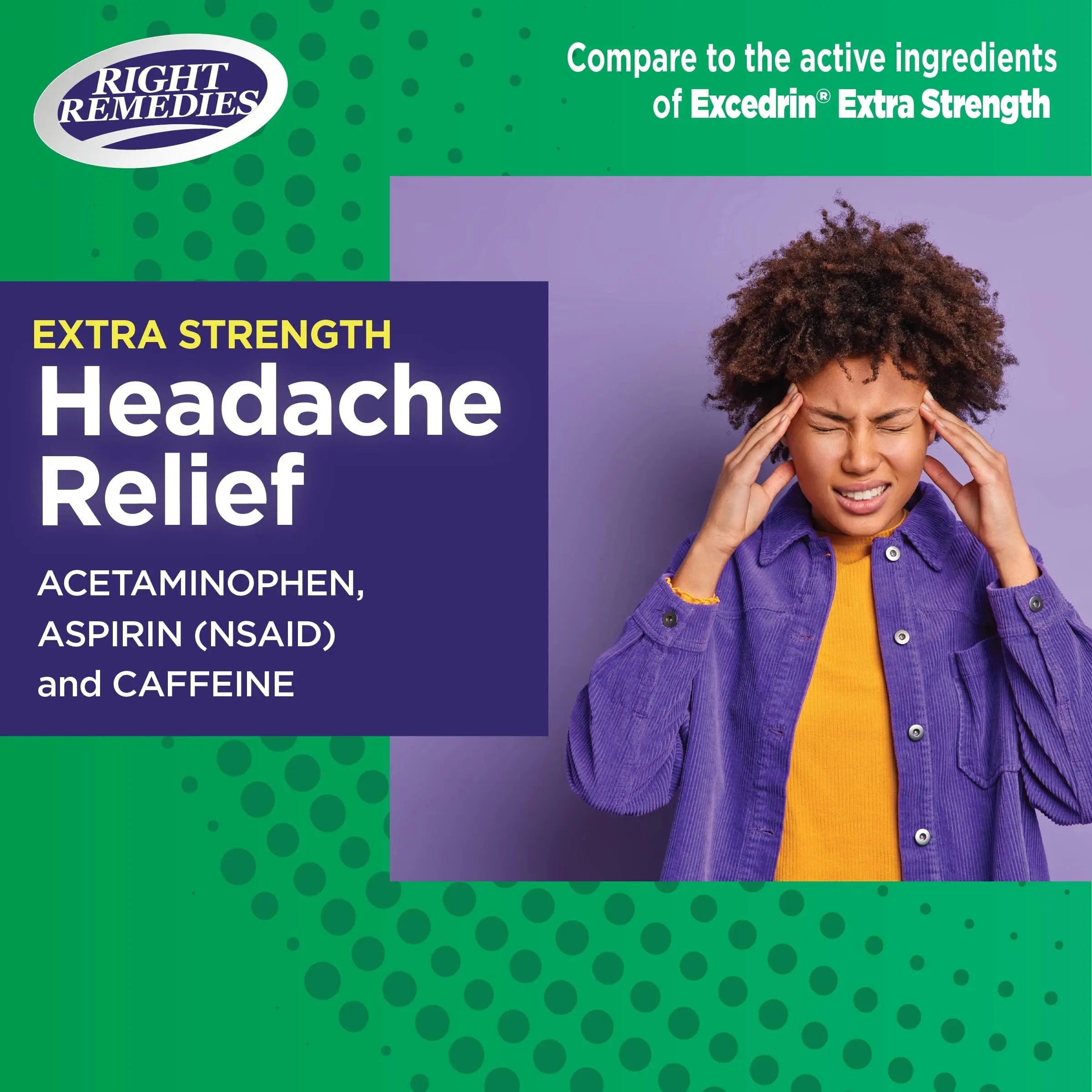 RIGHT REMEDIES Extra Strength Headache Relief with Acetaminophen, Aspirin (NSAID) & Caffeine, (300 caplets), Back & Body Pain Relief, Compare to The Active Ingredients in Excedrin® Extra Strength RIGHT REMEDIES buy supplements canada
