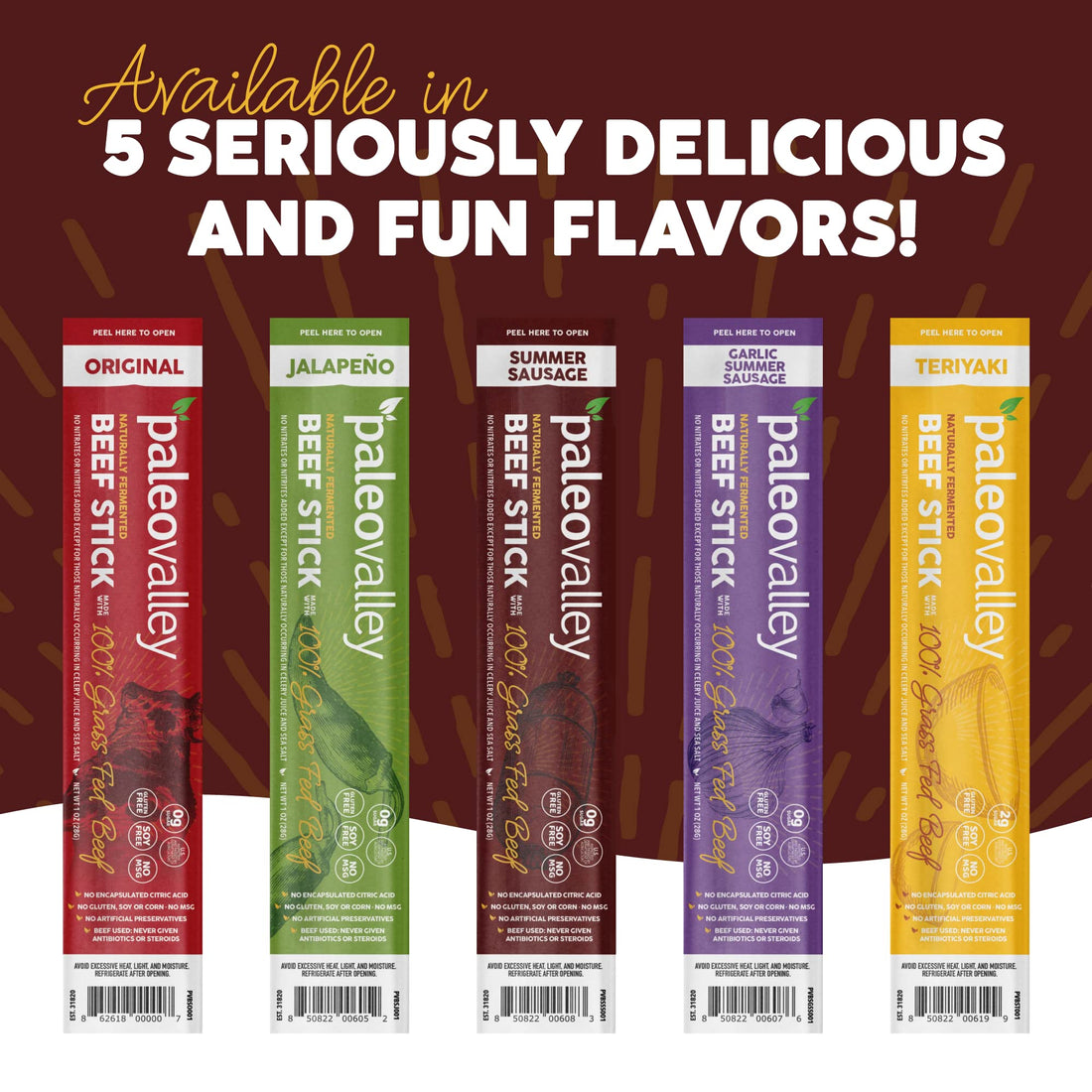Paleovalley 100% Grass Fed Summer Sausage Beef Sticks - Delicious Gluten Free Beef Snack - High Protein Keto Friendly Paleovalley buy supplements canada