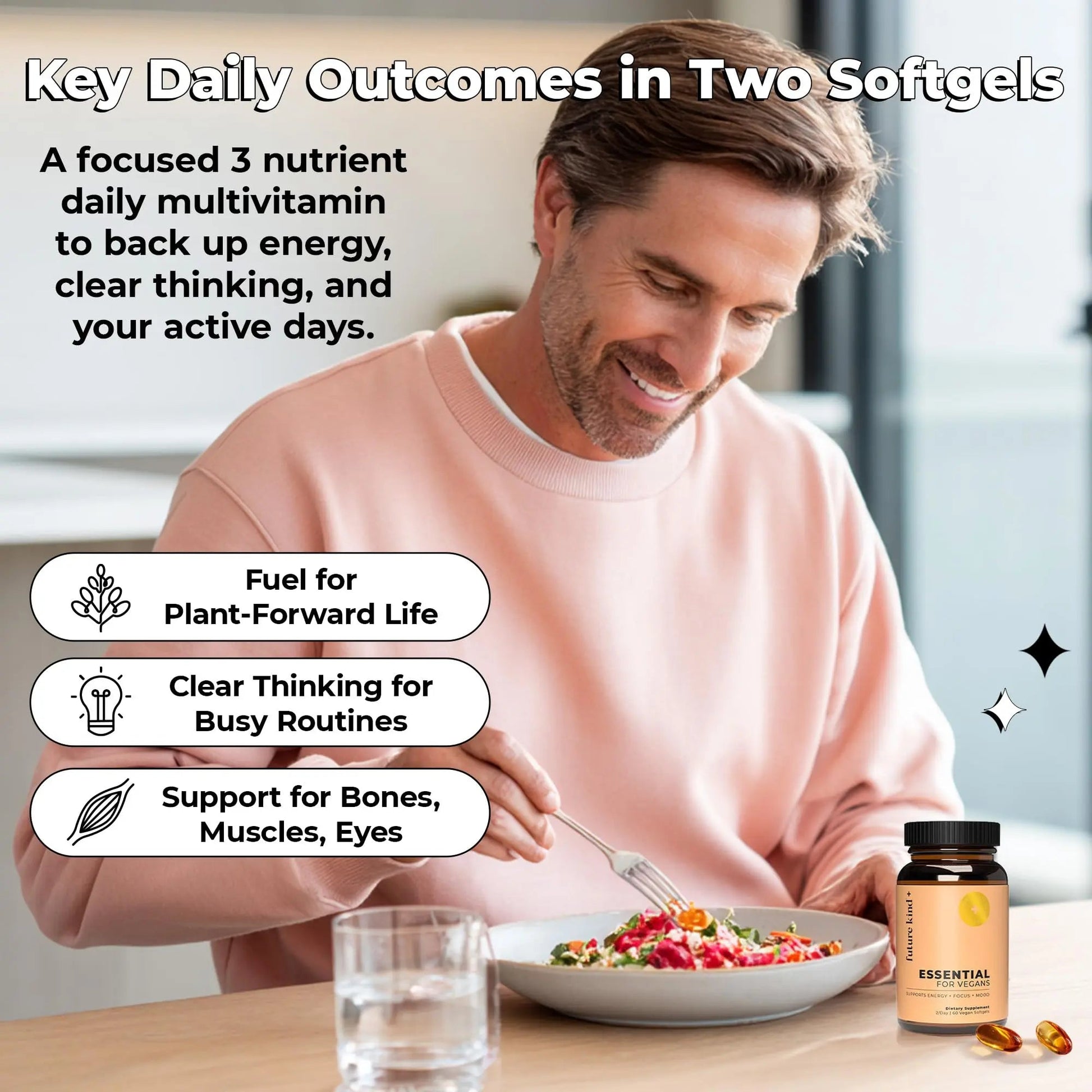 Future Kind 3 in 1 Daily Multivitamin - for Energy, Clarity, Active Wellness Support with B12, D3, and Algal Omega-3 - Essential Vegan Multivitamin for Women & Men Future Kind buy supplements canada