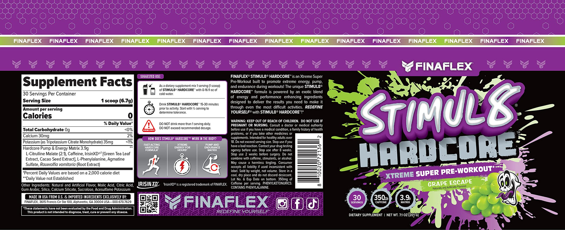 FINAFLEX STIMUL8 Hardcore, Grape Escape - Extreme Energy, Strength & Endurance FINAFLEX buy supplements canada