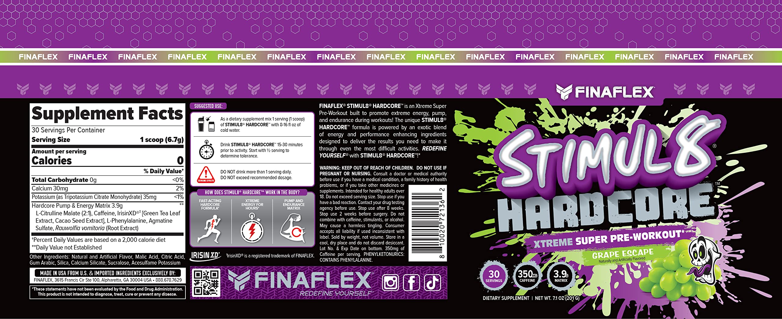 FINAFLEX STIMUL8 Hardcore, Grape Escape - Extreme Energy, Strength & Endurance FINAFLEX buy supplements canada
