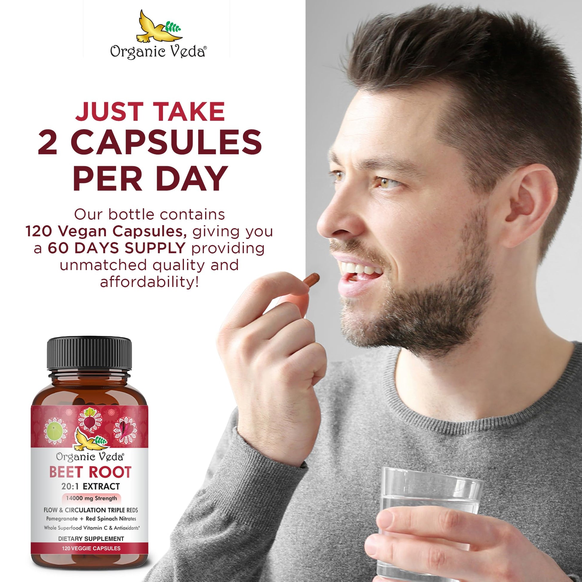 Organic Veda Beet Root Capsules - Triple Reds Nitric Oxide Beets Supplements - Concentrated Organic Veda buy supplements canada
