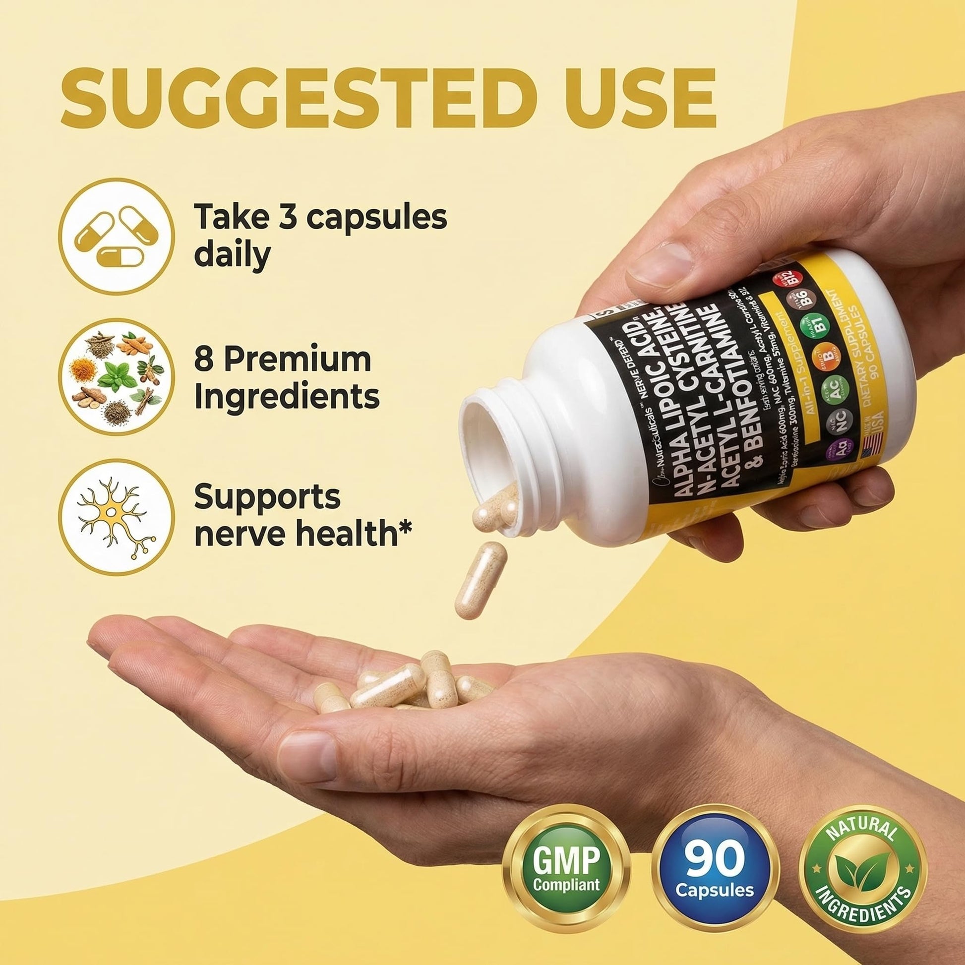 Alpha Lipoic Acid 600mg N-Acetyl Cysteine 600mg Acetyl L-Carnitine 500mg Benfotiamine 300mg - Nerve Support Supplement for Women and Men with Vitamin B1 B6 & B12 - Made in USA 90 Caps Clean Nutraceuticals buy supplements canada