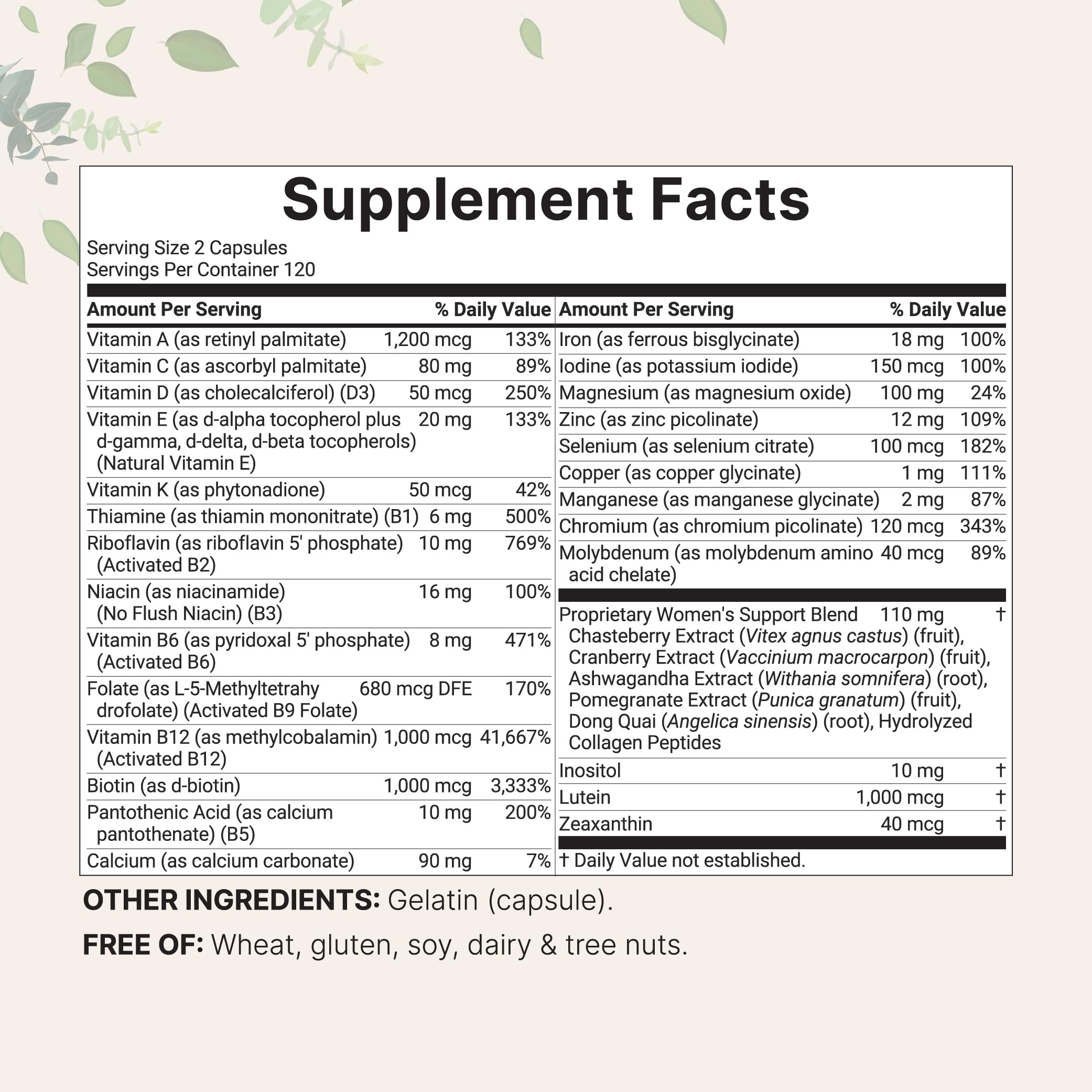 Micro Ingredients Pure Methylated Multivitamin for Women, 240 Capsules | 32-in-1 Formula with Vitamin B, C, D + Iron, Methylfolate & More Micro Ingredients buy supplements canada