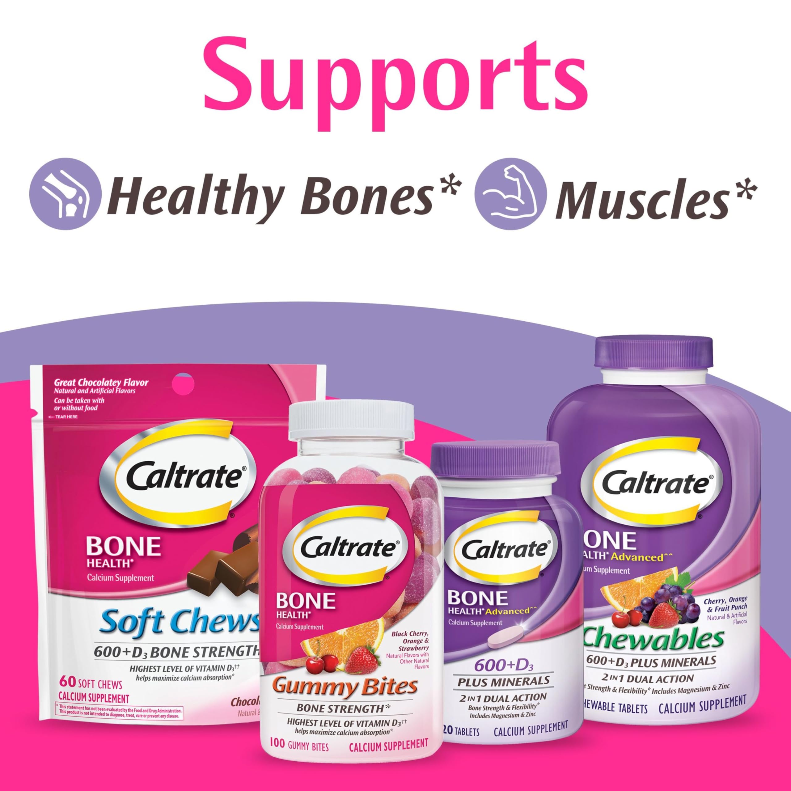 Caltrate Chewables 600 +D3 Plus Minerals Calcium and Vitamin D, Sugar Free, Cherry, Orange and Fruit Punch, 155 count Caltrate buy supplements canada