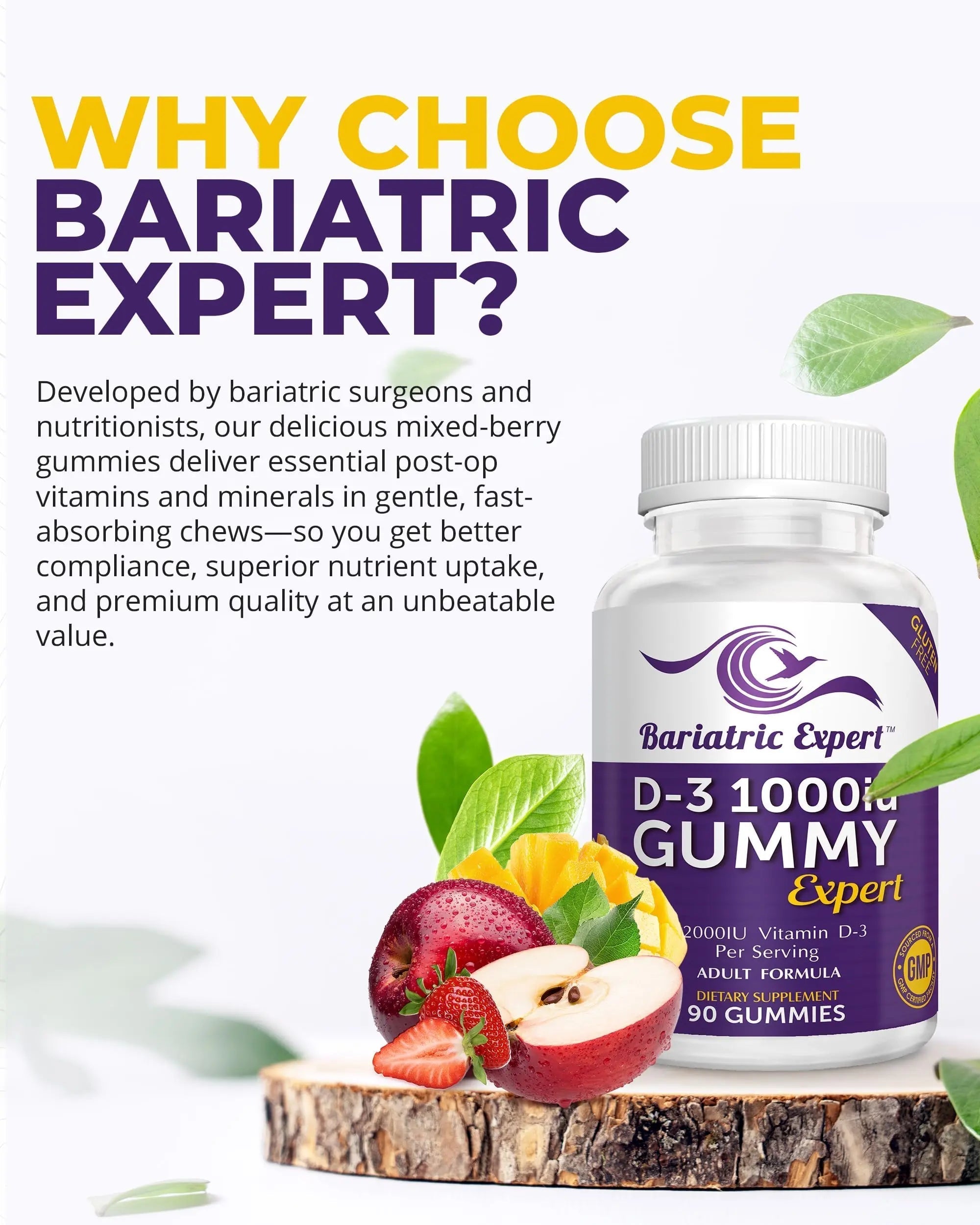 Bariatric Expert D3 Vitamin – Fast-Melting Dietary Supplement for Adults Post Bariatric Surgery, 90 Count Bariatric Food Expert buy supplements canada