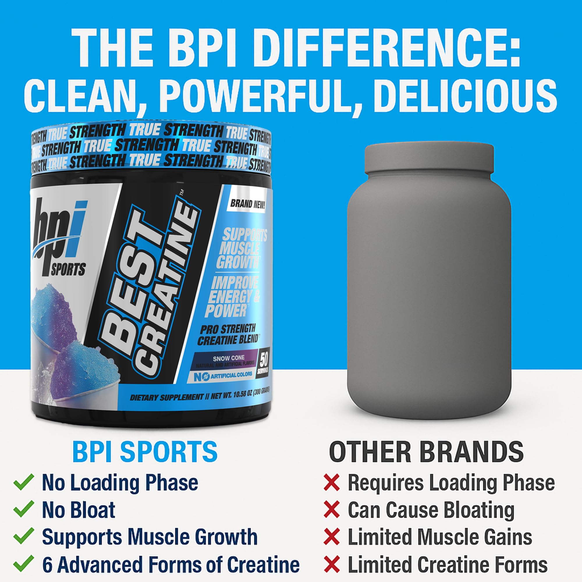 BPI Sports Best Creatine - Creatine Monohydrate Powder for Men & Women, Himalayan Salt - Strength, Pump, Endurance, Muscle Growth, Muscle Definition - No Bloat - Snow Cone - 50 servings - 10.58 Oz BPI Sports buy supplements canada