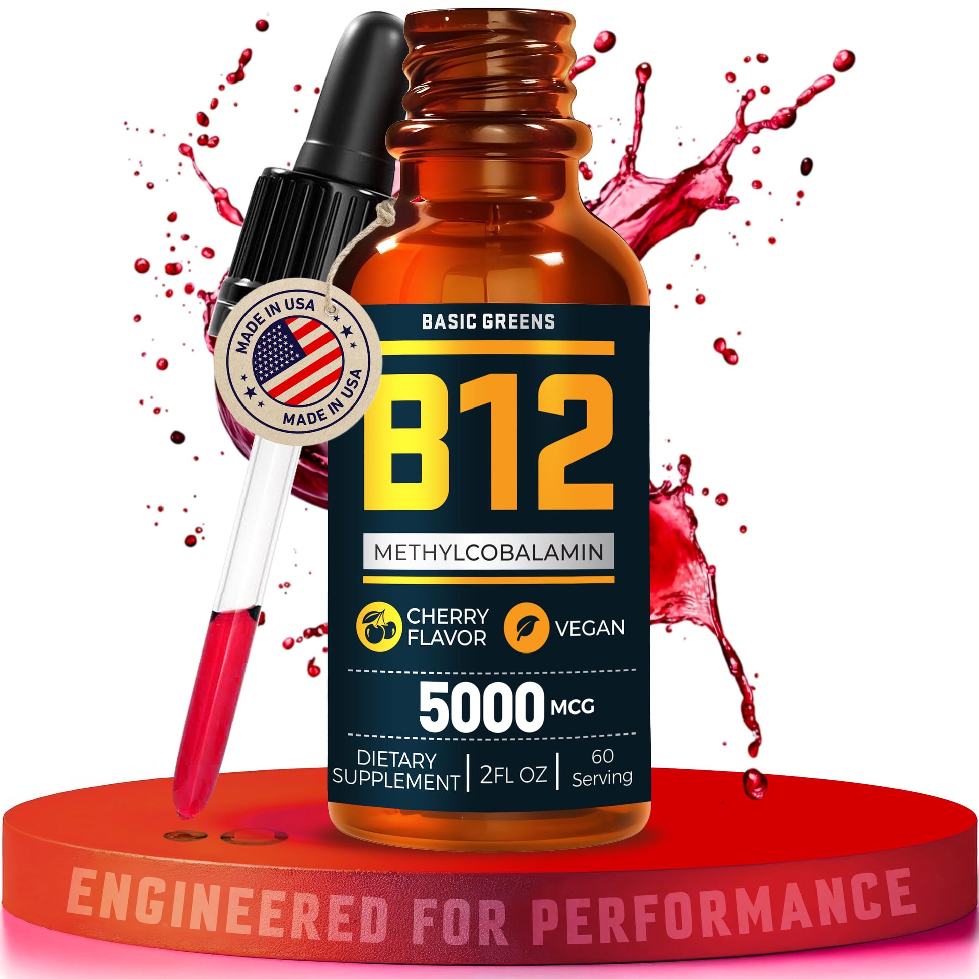Vitamin B12 Sublingual Liquid Drops 5000 mcg – Vegan Methyl B-12 Supplement for Energy & Focus – B 12 Vitamin for Women & Men BASIC GREENS buy supplements canada