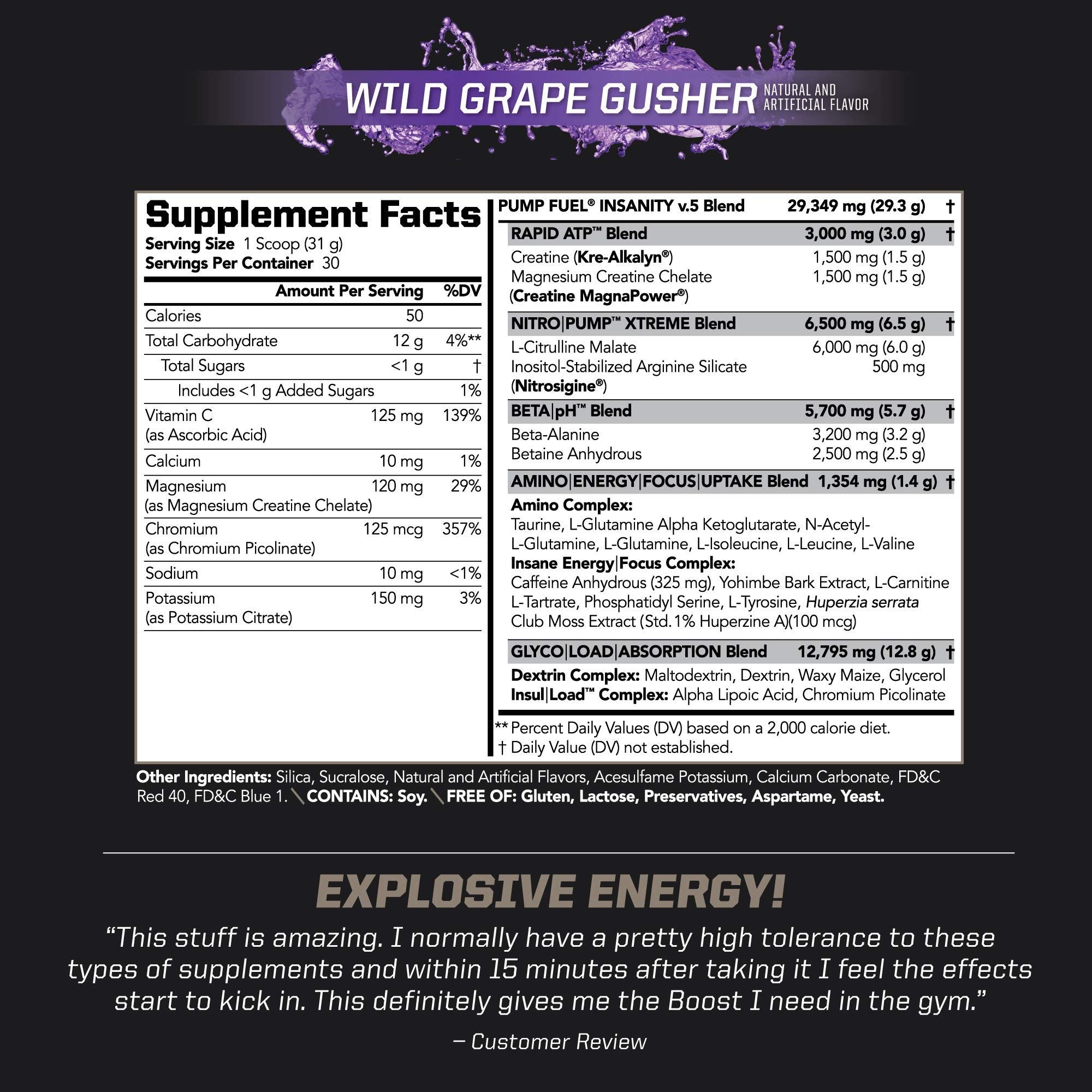 PMD Sports Ultra Pump Fuel Insanity - Pre Workout - Grape Gusher (30 Servings) PMD buy supplements canada