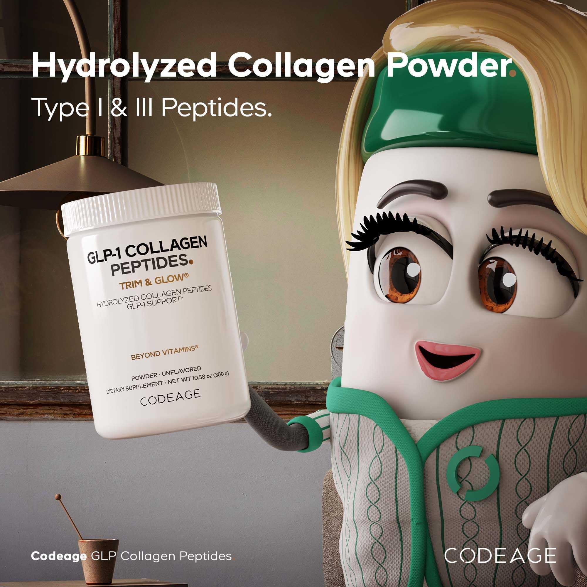 Codeage GLP-1 Collagen Powder Supplement - Nextida GC Collagen Peptides - GLP 1 Support - Hydrolyzed, Grass-Fed, Type I & III, Unflavored - Non-GMO, Gluten-Free, Dairy-Free - 10.58 Oz Codeage buy supplements canada