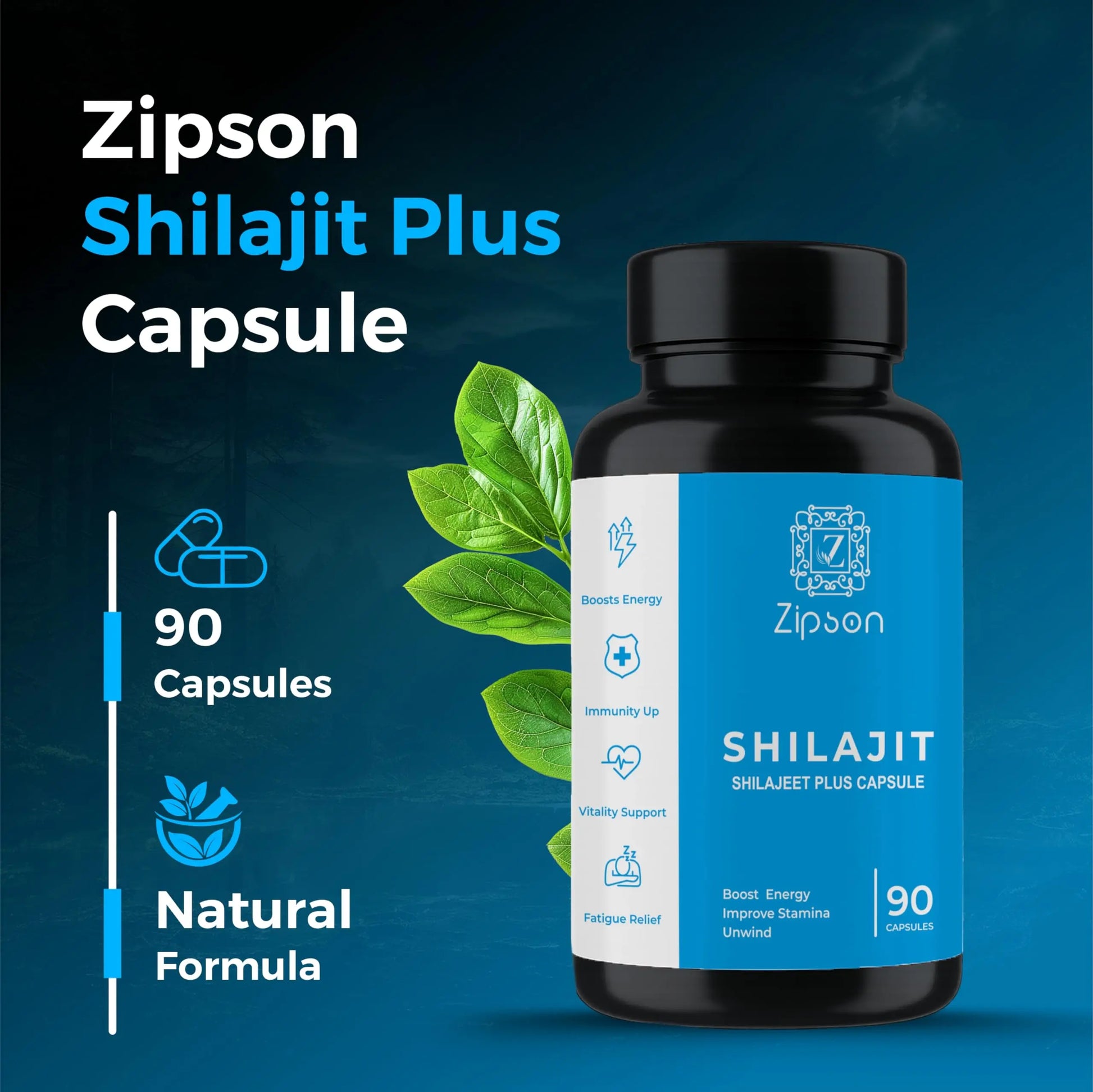 ZIPSON Shilajit for Men & Women | 90 Capsules | Himalayan Formula for Extra Power, Stamina & Immune Support | with Natural Fulvic Acid | Non-GMO | 500mg Per Serving ZIPSON buy supplements canada