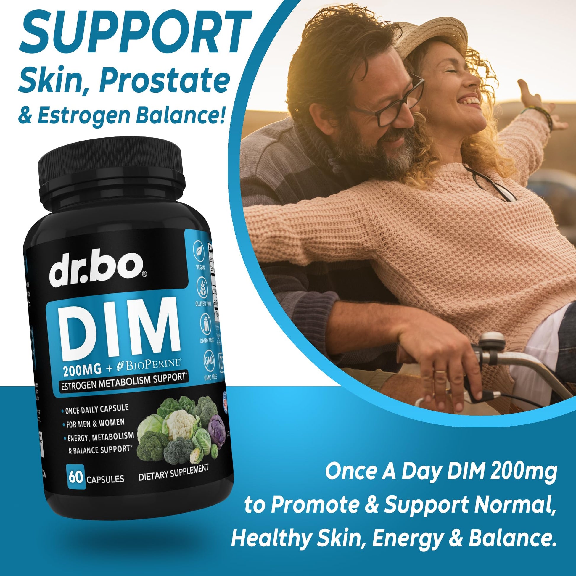 DIM Supplement for Women & Men 200mg - Androgen Estrogen Blocker for Men & Women, Hormonal Acne Pills, Hormone Balance, Menopause Support, Diindolylmethane DIM Supplement Plus BioPerine - 60 Capsules DR. BO buy supplements canada