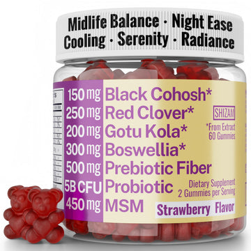 Boswellia Serrata Black Cohosh Gotu Kola Red Clover Extract Complex Gummies w. Probiotic Fiber (Chicory Root Inulin) MSM Methylsulfonylmethane, Supplement Alt for Organic Powder Capsules Tincture SHIZAM buy supplements canada