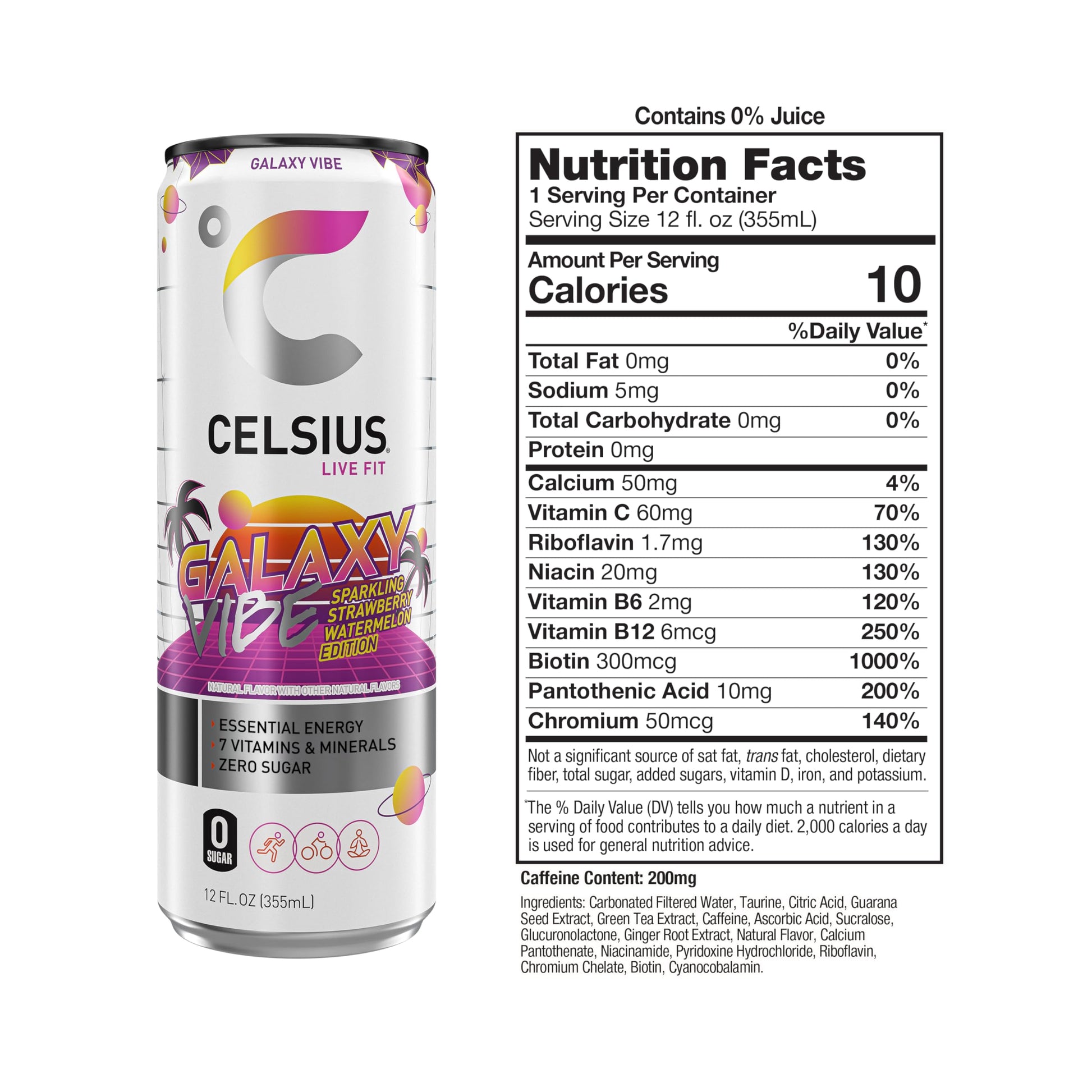 CELSIUS Sparkling Galaxy Vibe, Functional Essential Energy Drink 12 Fl Oz (Pack of 12) CELSIUS buy supplements canada