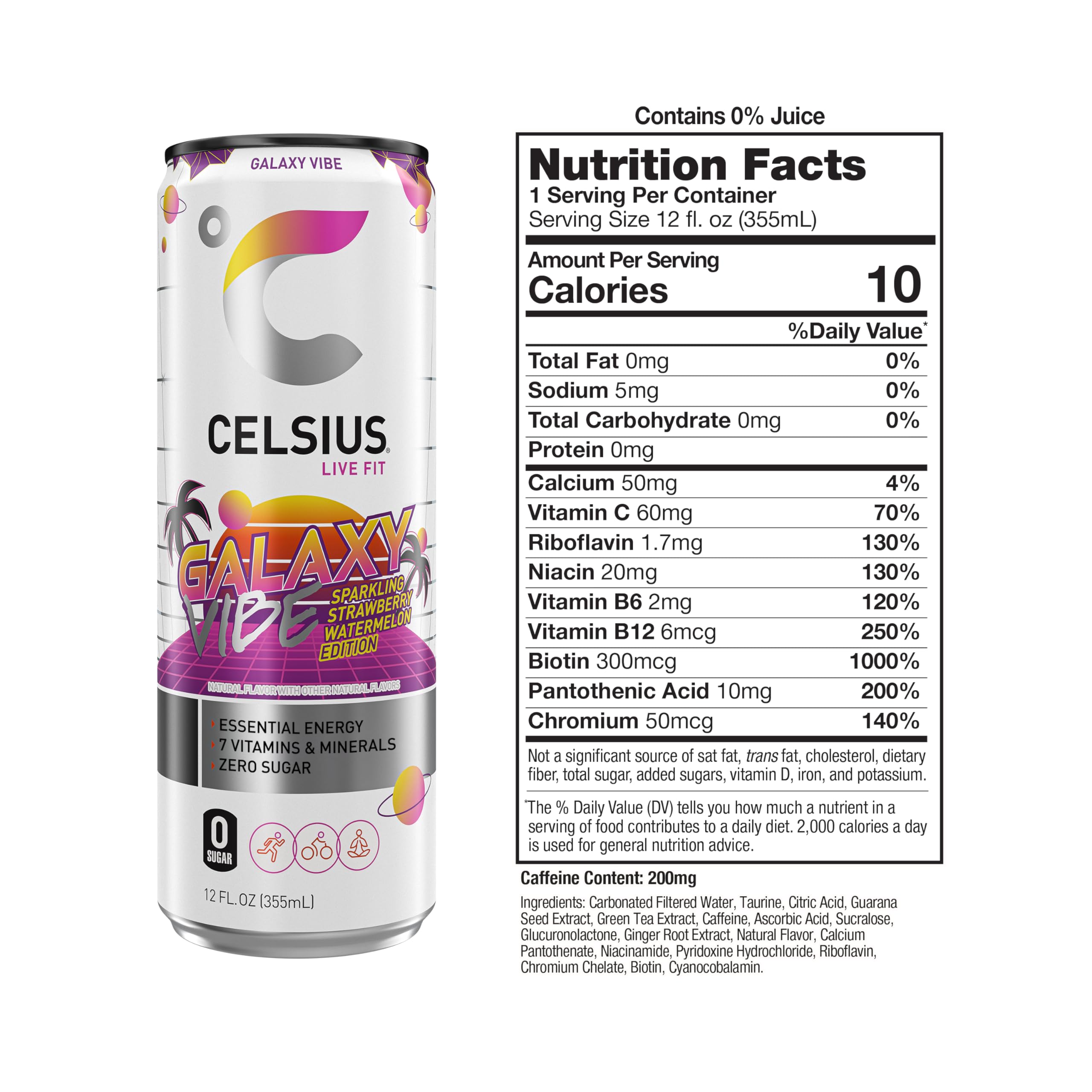 CELSIUS Sparkling Galaxy Vibe, Functional Essential Energy Drink 12 Fl Oz (Pack of 12) CELSIUS buy supplements canada