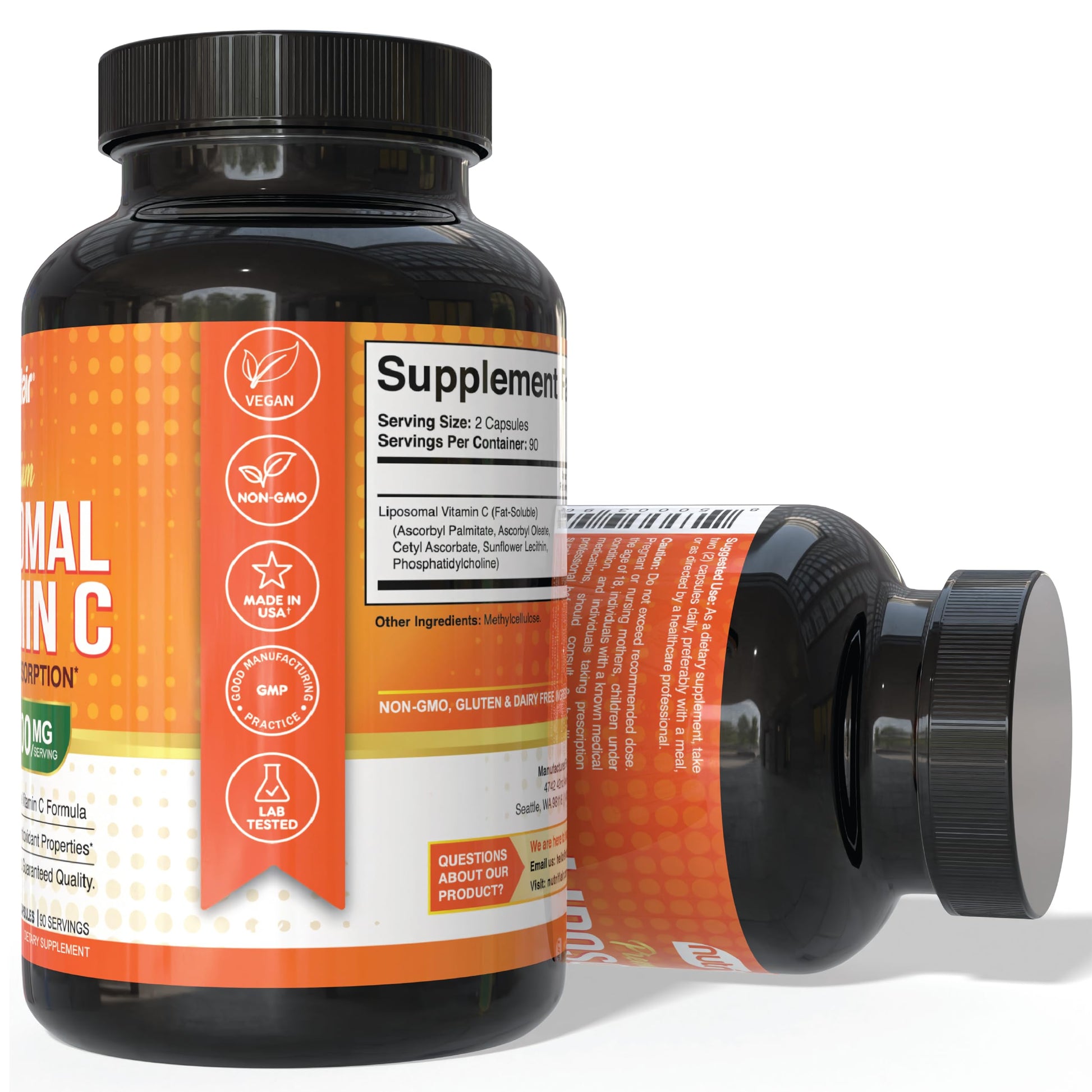 NutriFlair Liposomal Vitamin C 1700mg, 180 Capsules - High Absorption, Fat Soluble VIT C, Higher Bioavailability Immune System Support NutriFlair buy supplements canada
