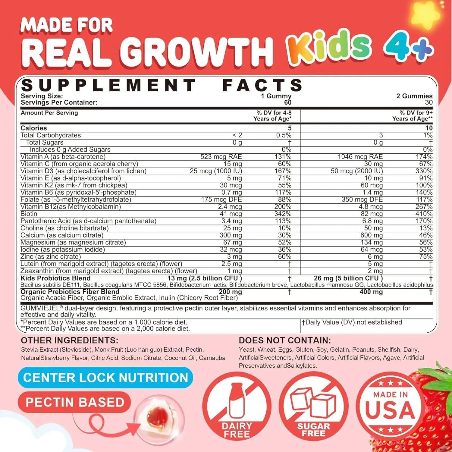 Kids Multivitamin Gummies + Calcium, Probiotics, Vitamin D3, C, Methylated B12 & Methylfolate, B6, A, K2, E, Zinc NEVISS buy supplements canada