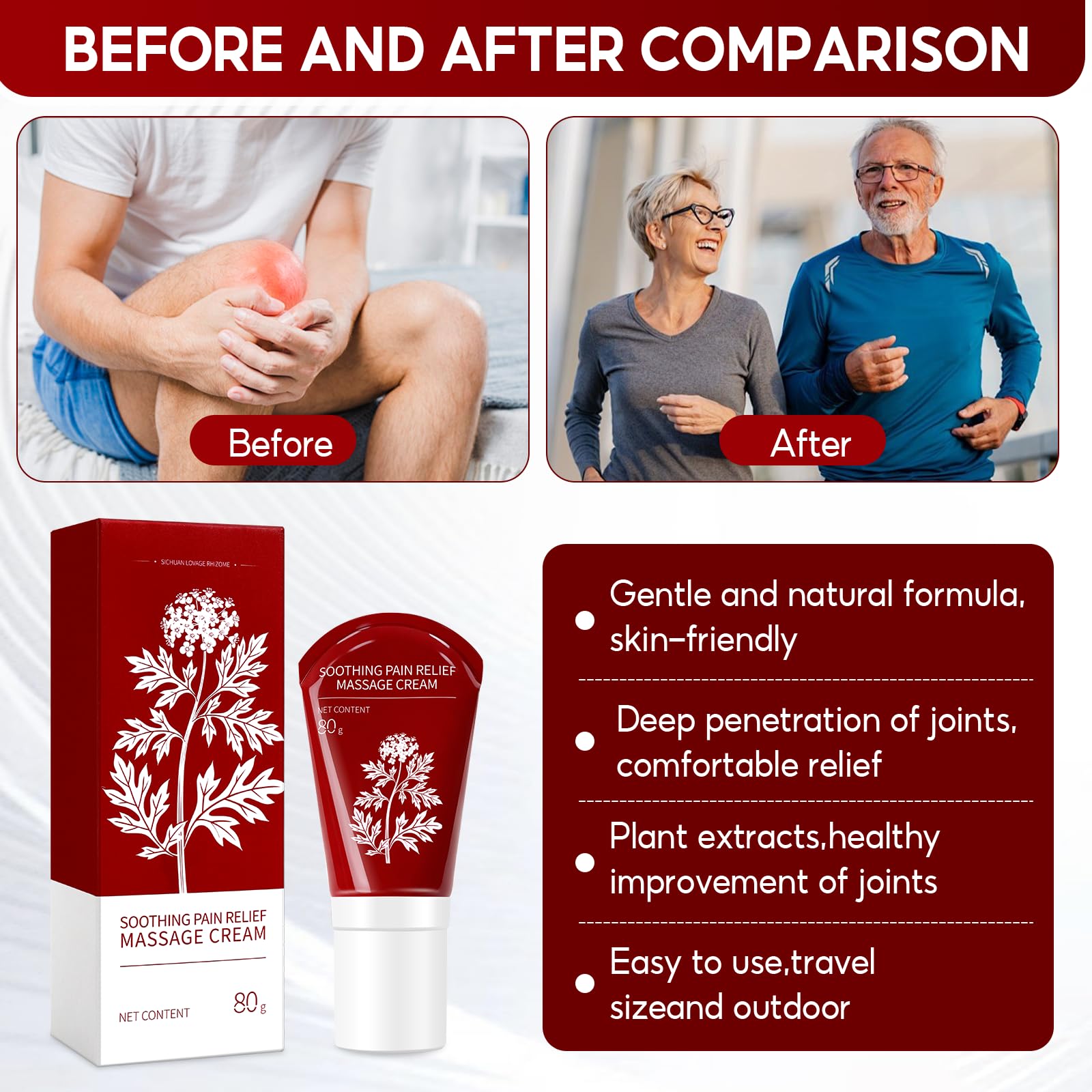 DoctorPro Soothing Massage Cream 80g Joint Relief Roll Muscle Comfort Non-Greasy Refreshing Formula for Knees, Lumbar, Neck, Back,Shoulders, Hands, and Feet, Menthol Gel DoctorPro buy supplements canada