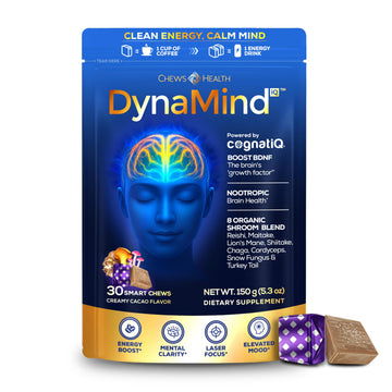 DynaMind iQ Brain Supplement for Memory and Focus for Adults - Nootropic Chews | Coffee Fruit & Mushroom Supplement Blend, Memory Focus Supplement, Caffeine Focus Pills Alternative, 30 Count CHEWSHEALTH buy supplements canada