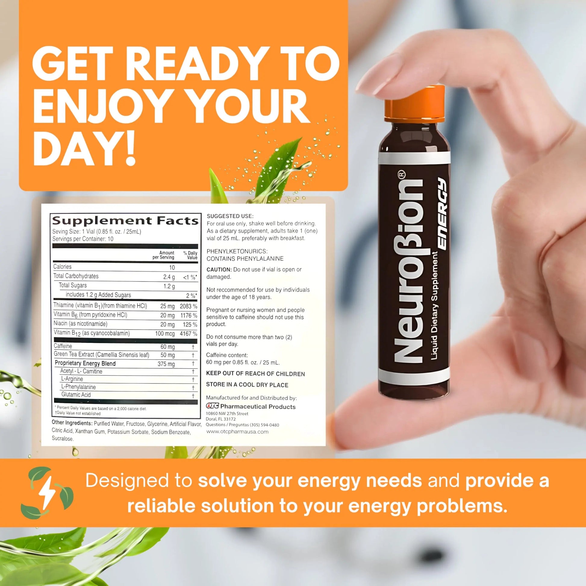 Neurobion Energy Liquid Dietary Supplement Multivitamins + Enegy Blend 10 vials x 250 ml Neurobion buy supplements canada