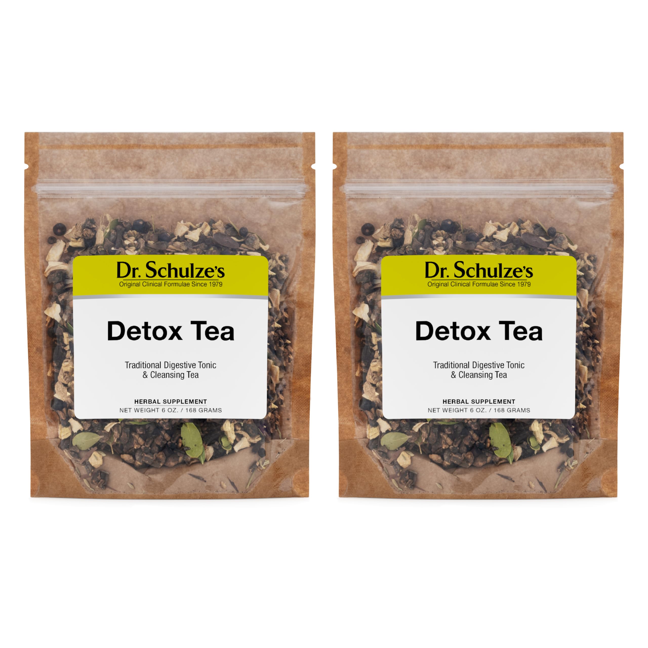 Dr. Schulze's Detox Tea - Gentle Cleansing Tea for Digestive Health - Inner Body Refresh - Bowel Support - Natural, Plant-Based Ingredients - Gluten-Free & Vegan - 6 oz (32 Servings) - 2 Pack Dr. Schulze's buy supplements canada