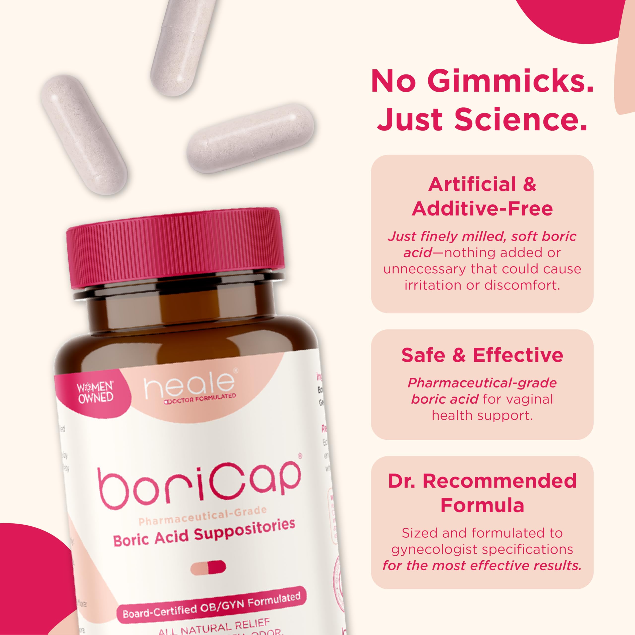 BoriCap - Boric Acid Suppositories for Women - 600 mg - Vaginal Health & Balance, Itch & Odor - Natural Relief - Feminine Care - Feminine Hygiene Products - Made in USA by Heale - 30 Capsules BoriCap buy supplements canada