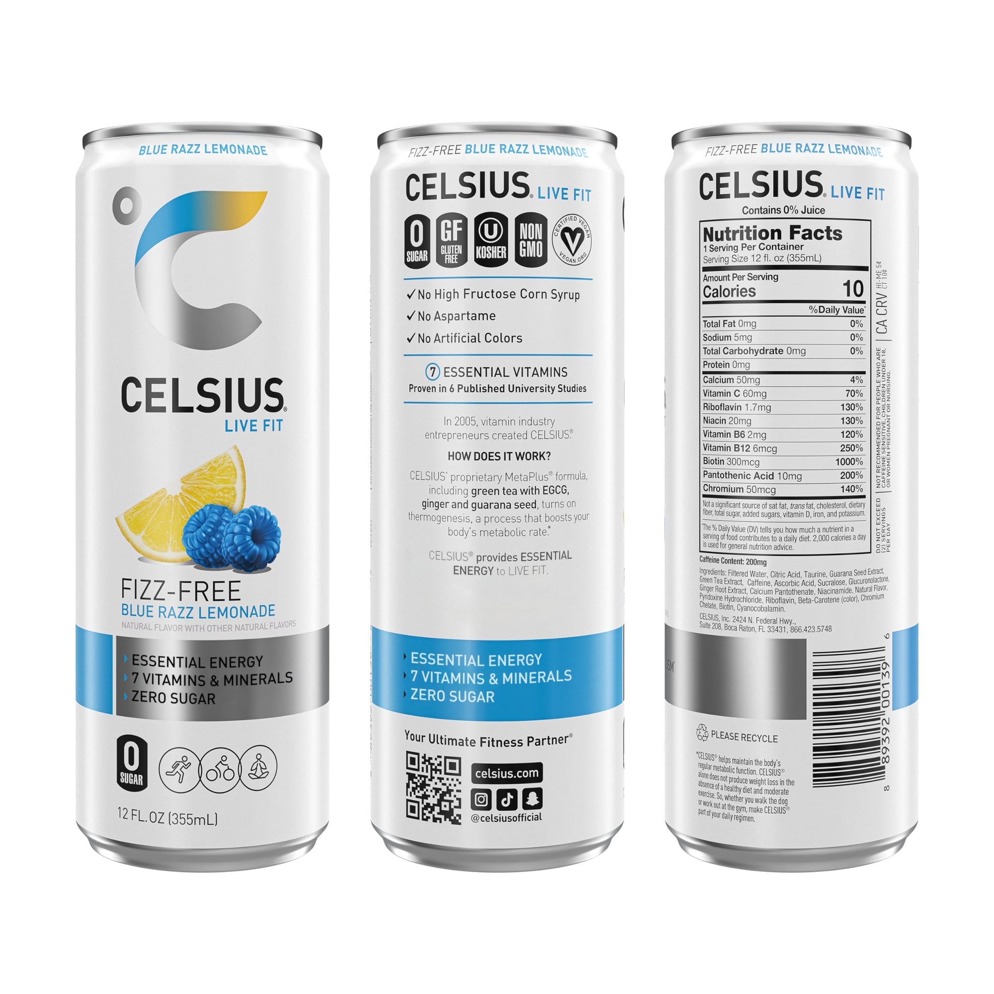 CELSIUS Fizz Free Blue Razz Lemonade, Functional Essential Energy Drink 12 Fl Oz CELSIUS buy supplements canada