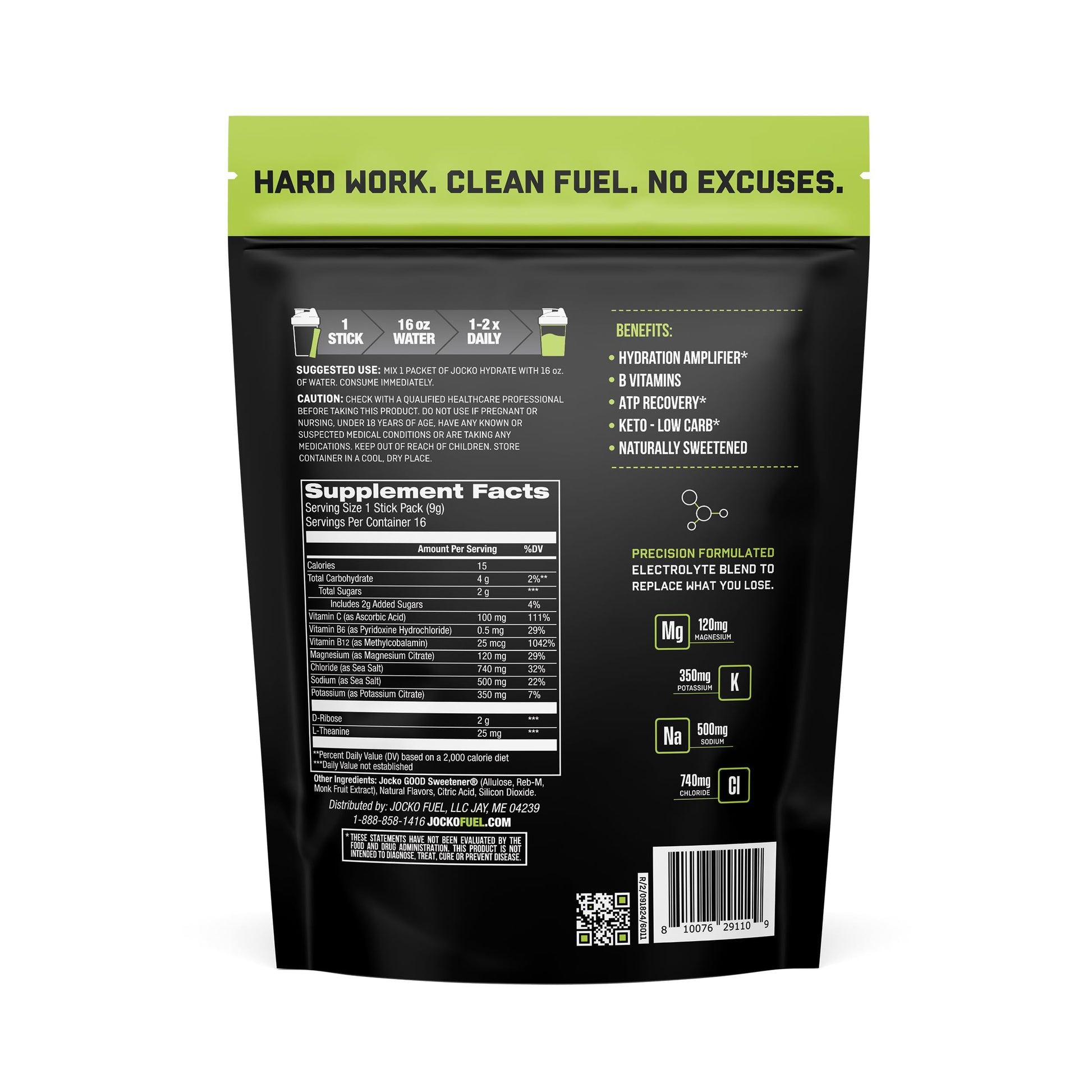 Jocko Fuel Packets Low Sugar - Hydration Amplifier Packets for Recovery, Dehydration, & Exercise - with Vitamins B6, B12 & C (16 Packets) Lemon Lime Jocko Fuel buy supplements canada