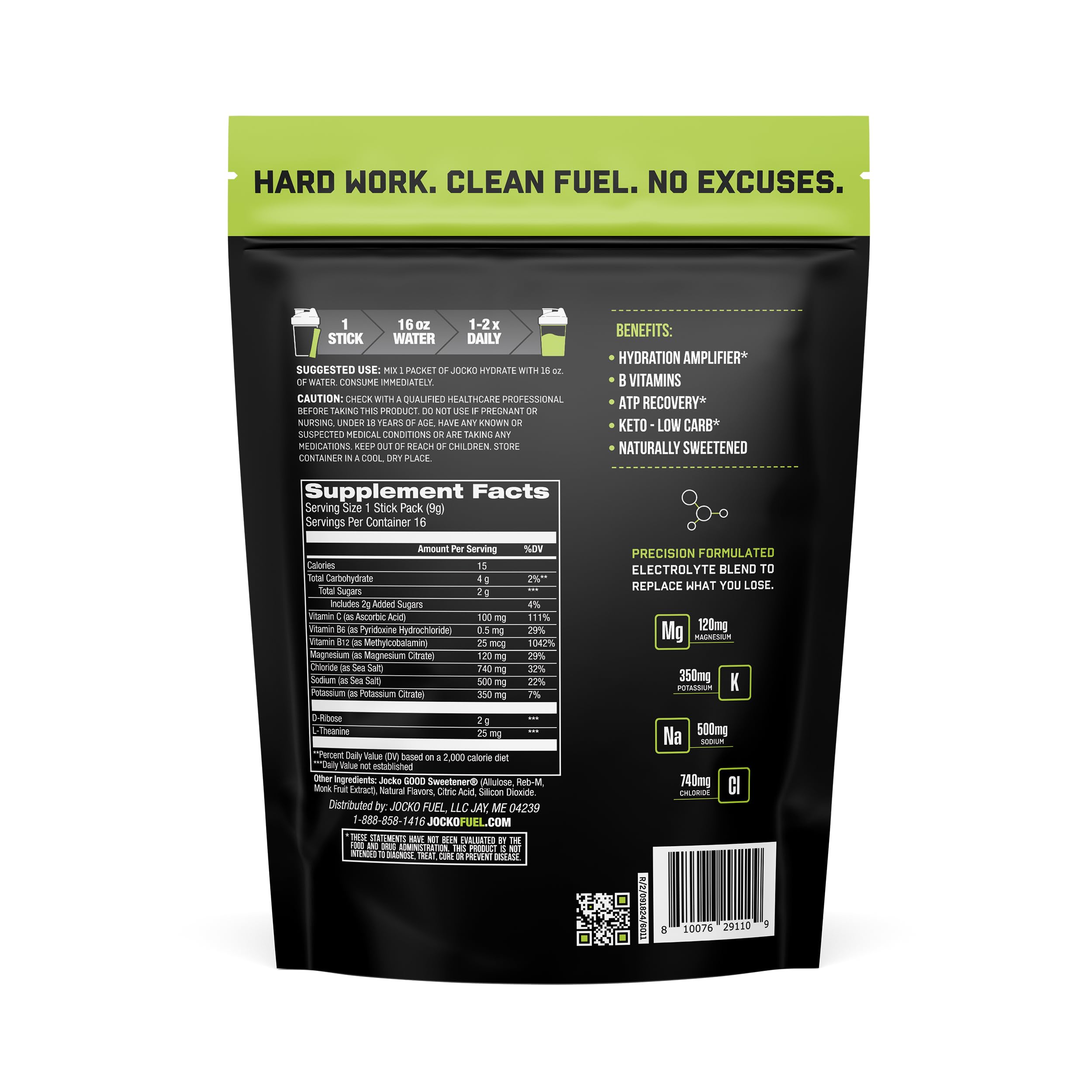 Jocko Fuel Packets Low Sugar - Hydration Amplifier Packets for Recovery, Dehydration, & Exercise - with Vitamins B6, B12 & C (16 Packets) Lemon Lime Jocko Fuel buy supplements canada