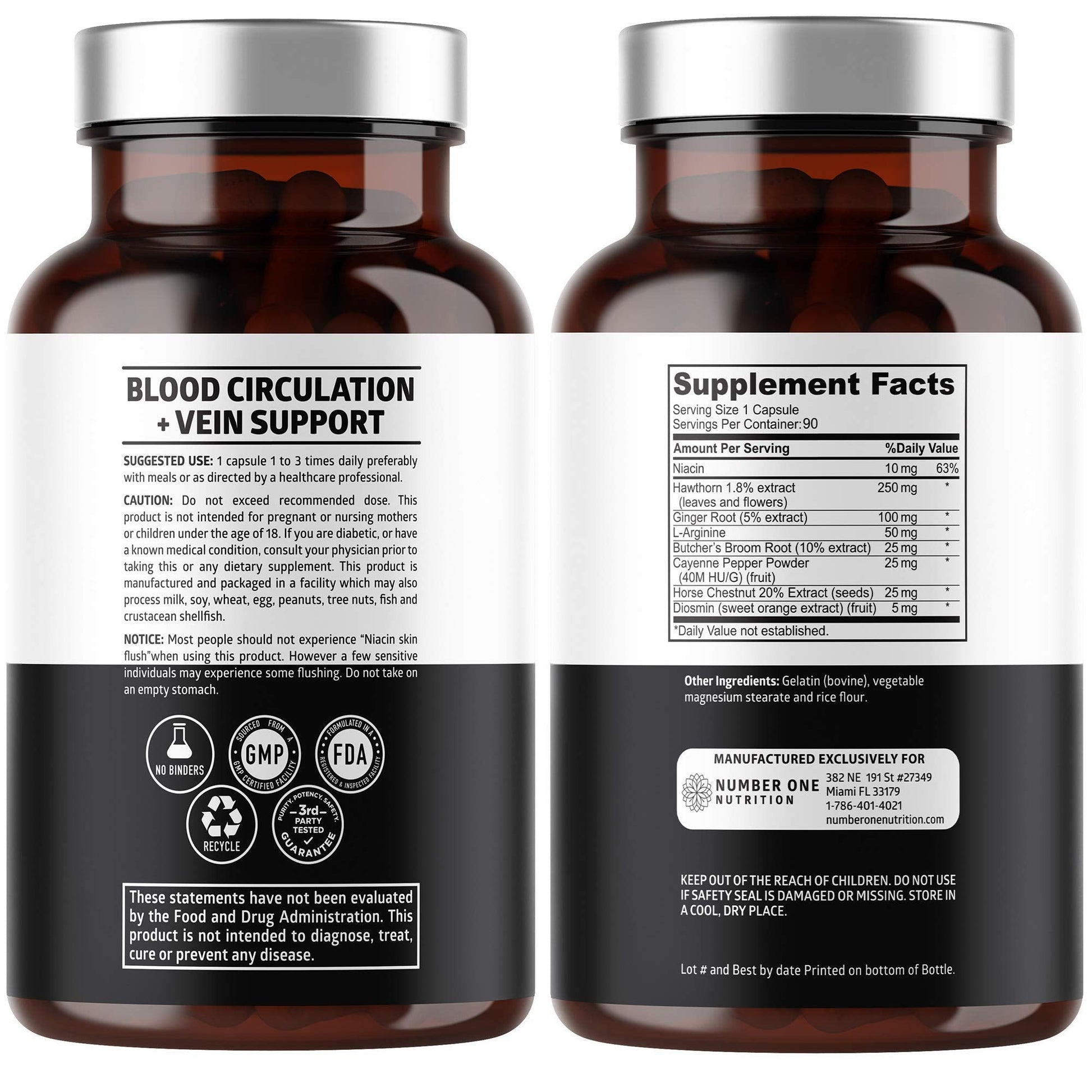 Number One Nutrition Premium Blood Circulation Supplement for Women and Men [8 Powerful Herbs & Vitamins] All Natural Blood Flow Supplement with Hawthorn, Butchers Broom and Cayenne Pepper, 90 Caps Number One Nutrition buy supplements canada