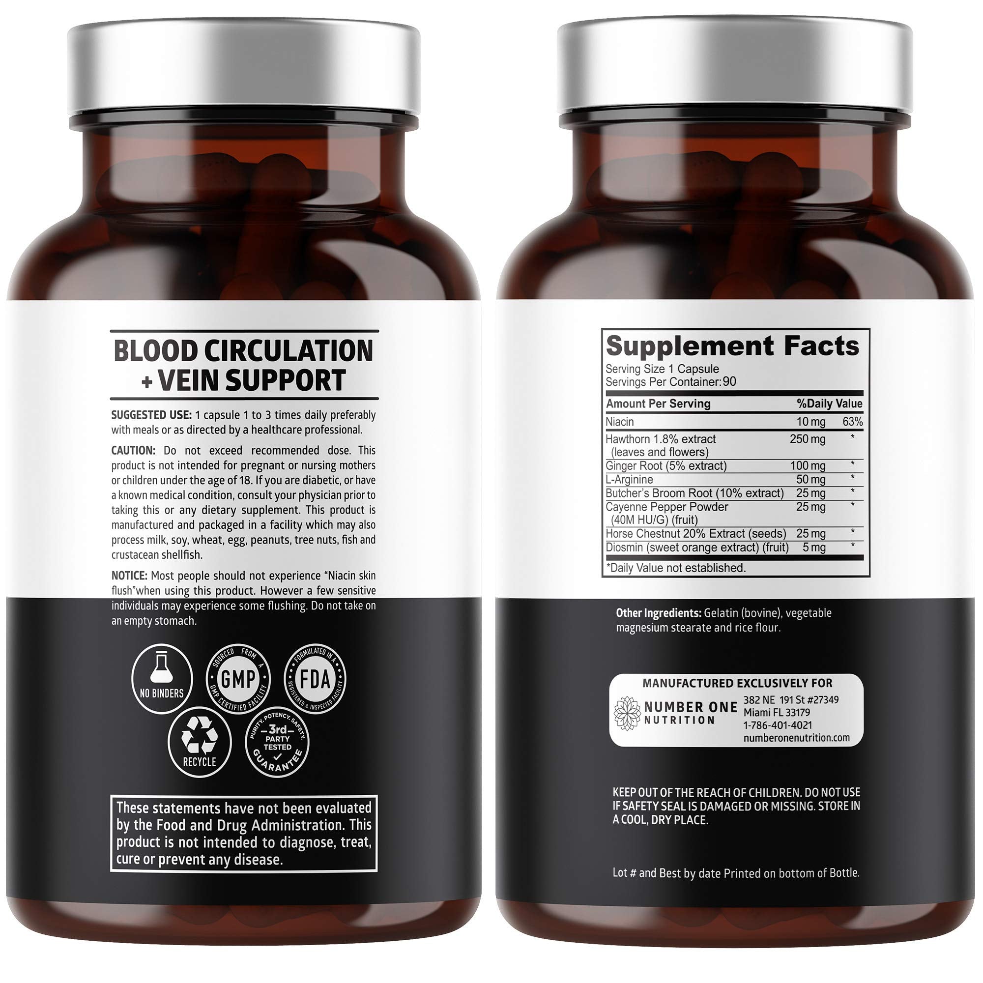 Number One Nutrition Premium Blood Circulation Supplement for Women and Men [8 Powerful Herbs & Vitamins] All Natural Blood Flow Supplement with Hawthorn, Butchers Broom and Cayenne Pepper, 90 Caps Number One Nutrition buy supplements canada