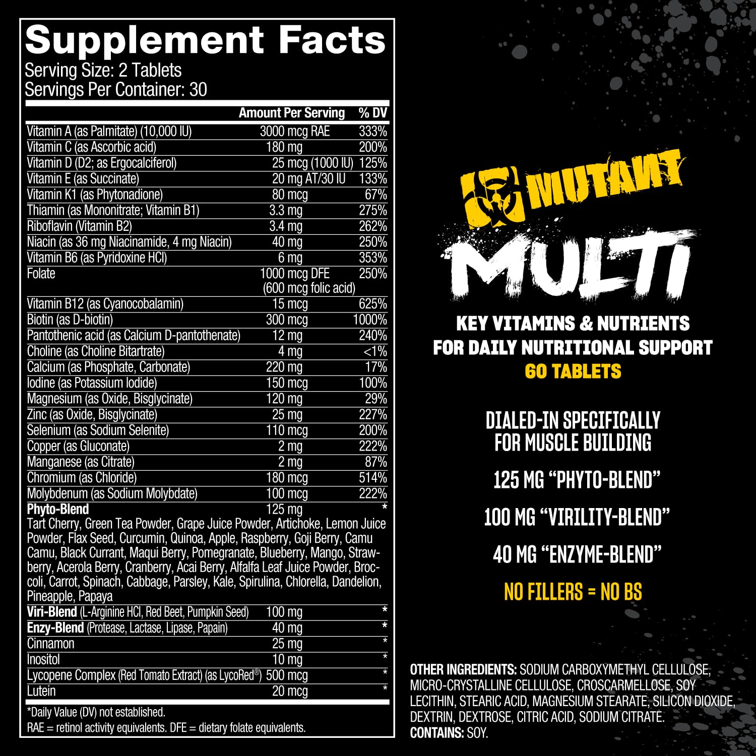 Mutant Multi - High Potency Vitamins with 75+ Ingredients Specifically Formulated for Heavy Lifting, 60 Tablets Mutant buy supplements canada