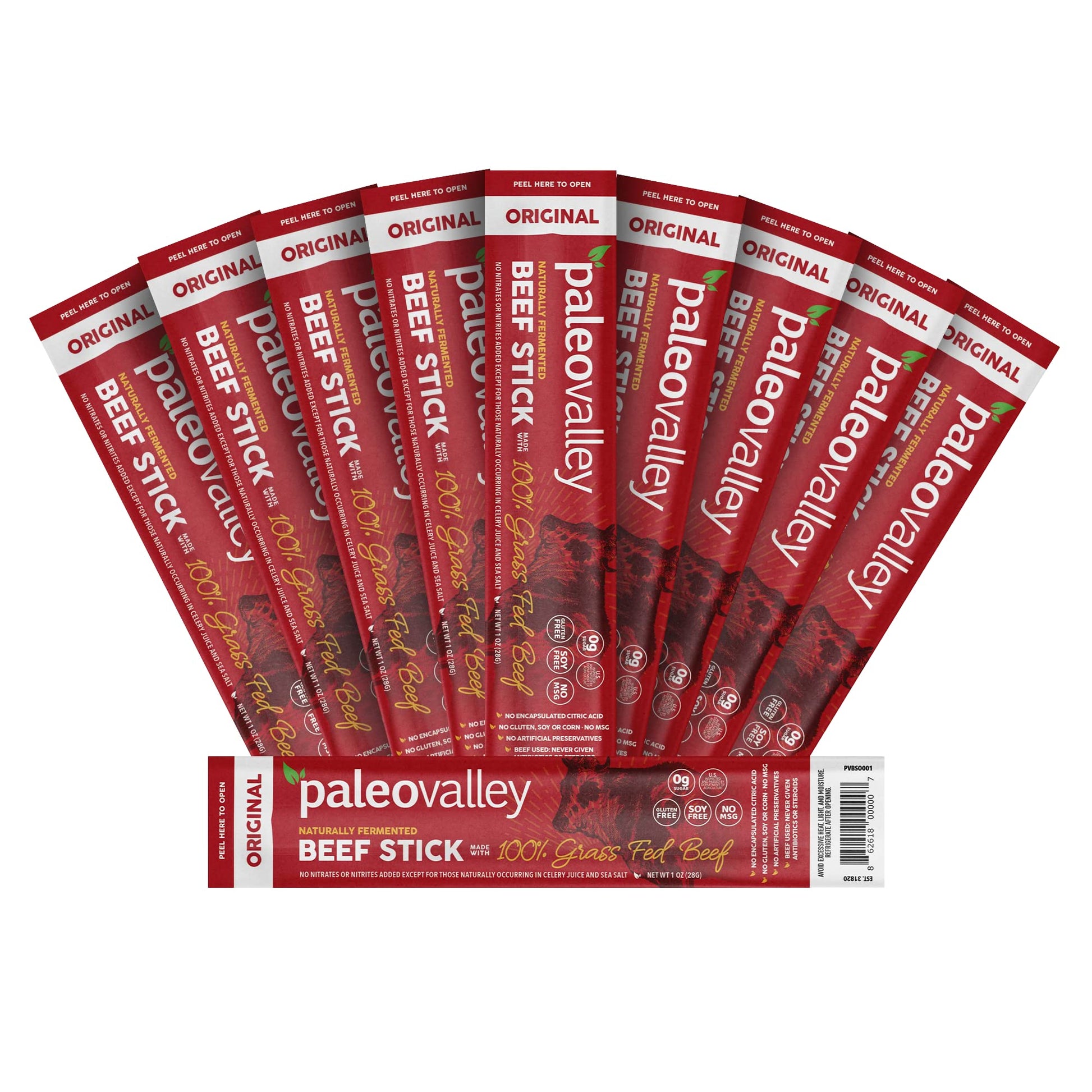 Paleovalley 100% Grass Fed Original Beef Sticks - Delicious Gluten Free Beef Snack - High Protein Keto Friendly Paleovalley buy supplements canada