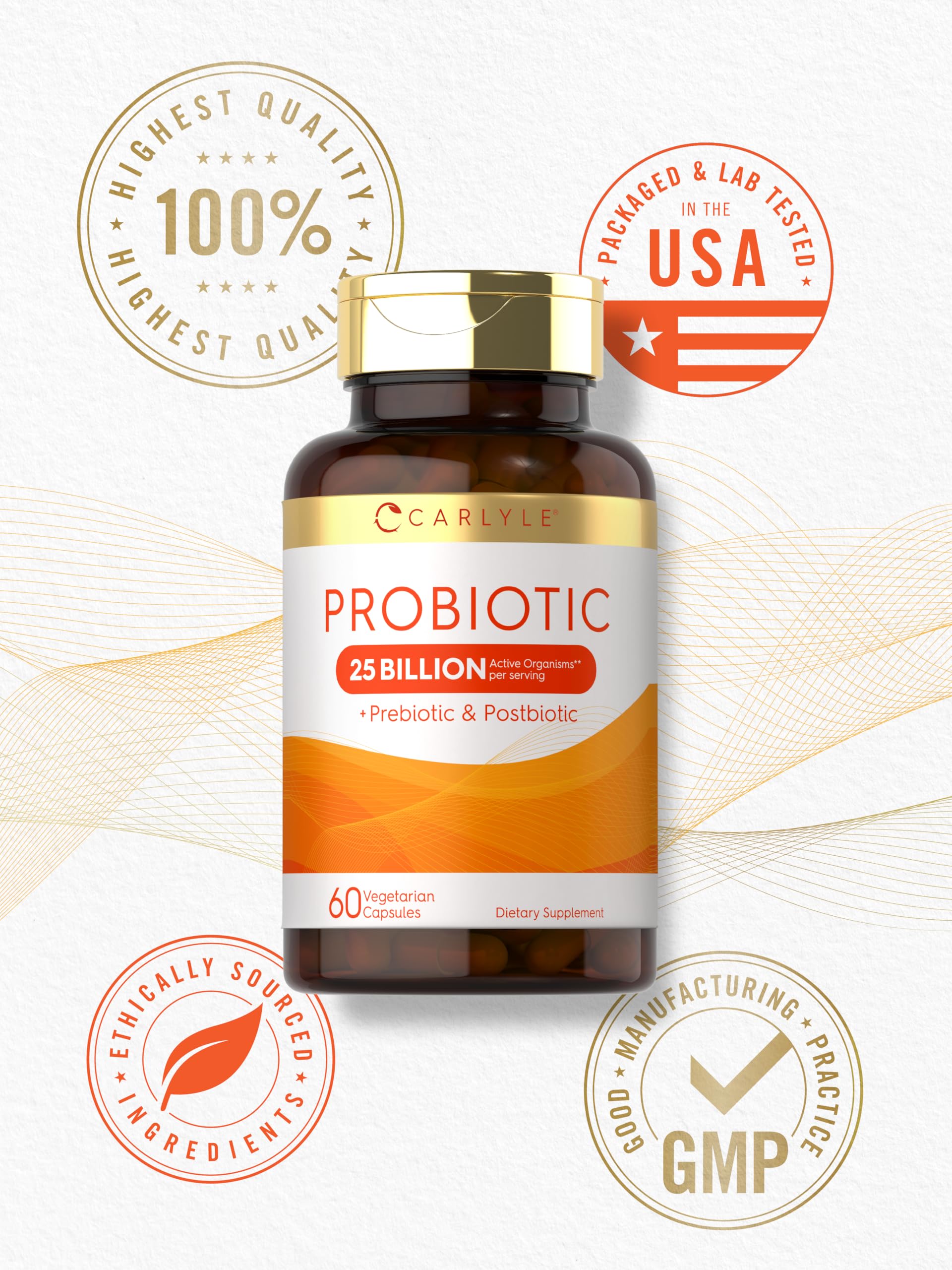 Carlyle Probiotic with Prebiotics & Postbiotics | 25 Billion CFU | 60 Capsules | Supplement for Women & Men | Powder Pills Carlyle buy supplements canada